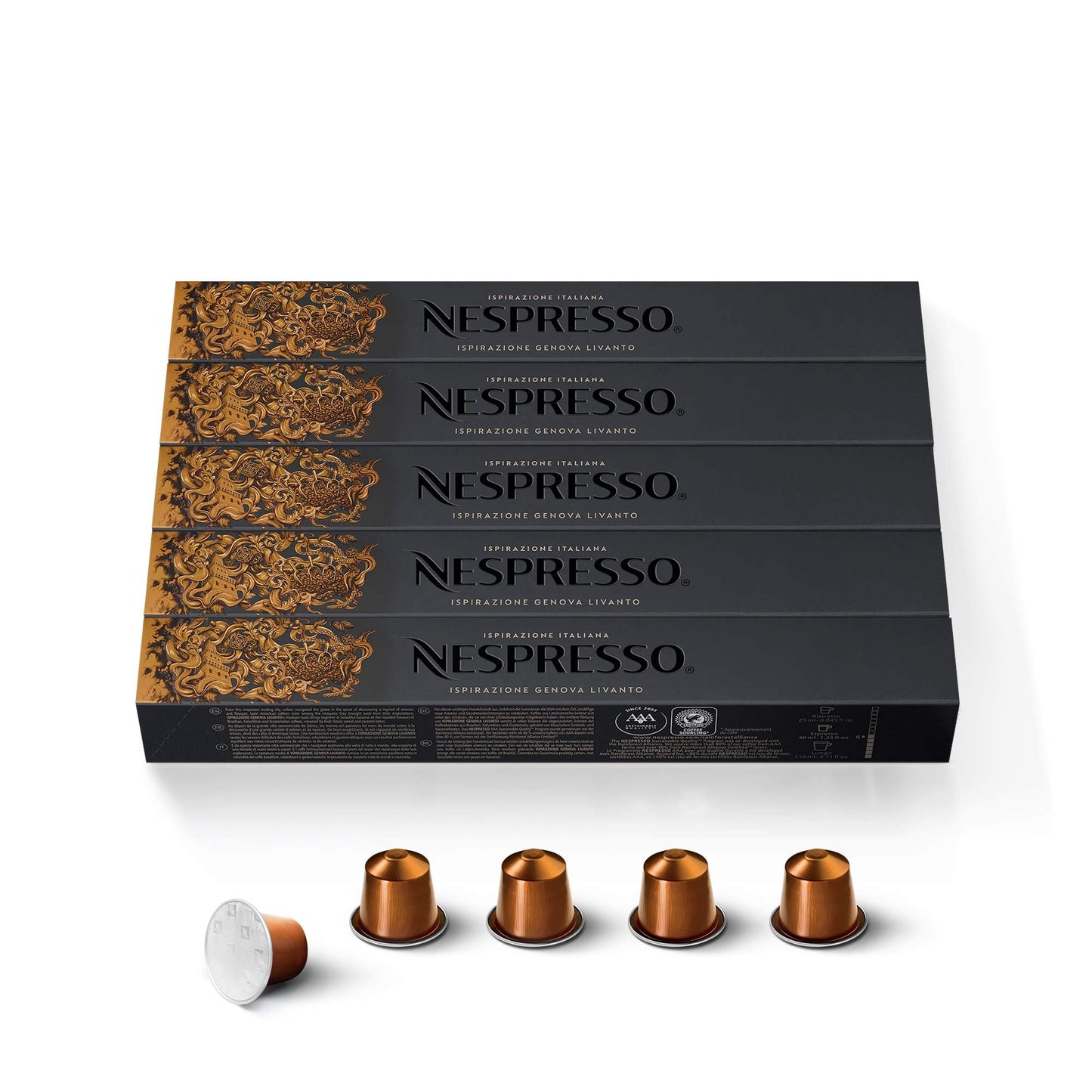 Nespresso Capsules Original Line, Ispirazione Variety Pack, Medium & Dark Roast Espresso Coffee, 50 Count Coffee Pods