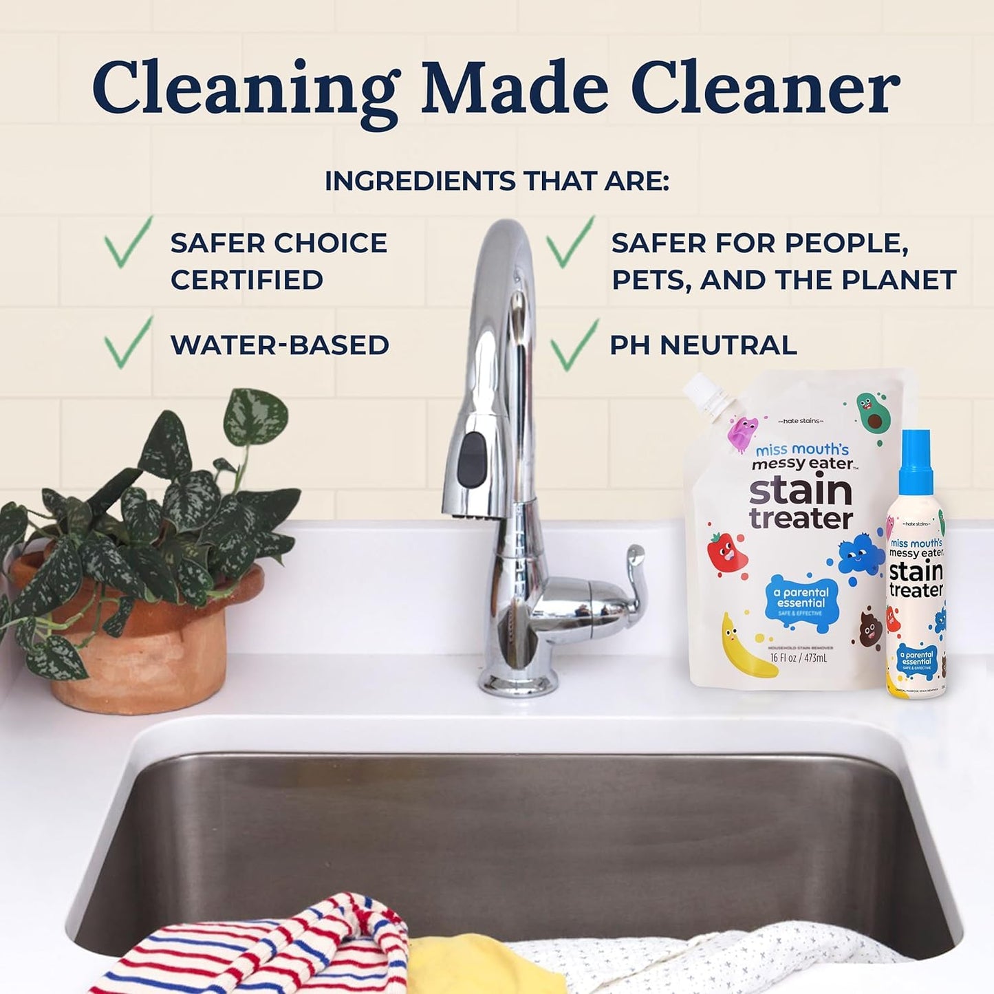 Miss Mouth's Messy Eater Stain Treater - 32oz Refill - Newborn & Baby Essentials - No Dry Cleaning Food, Grease, Coffee Off Laundry, Underwear, Fabric