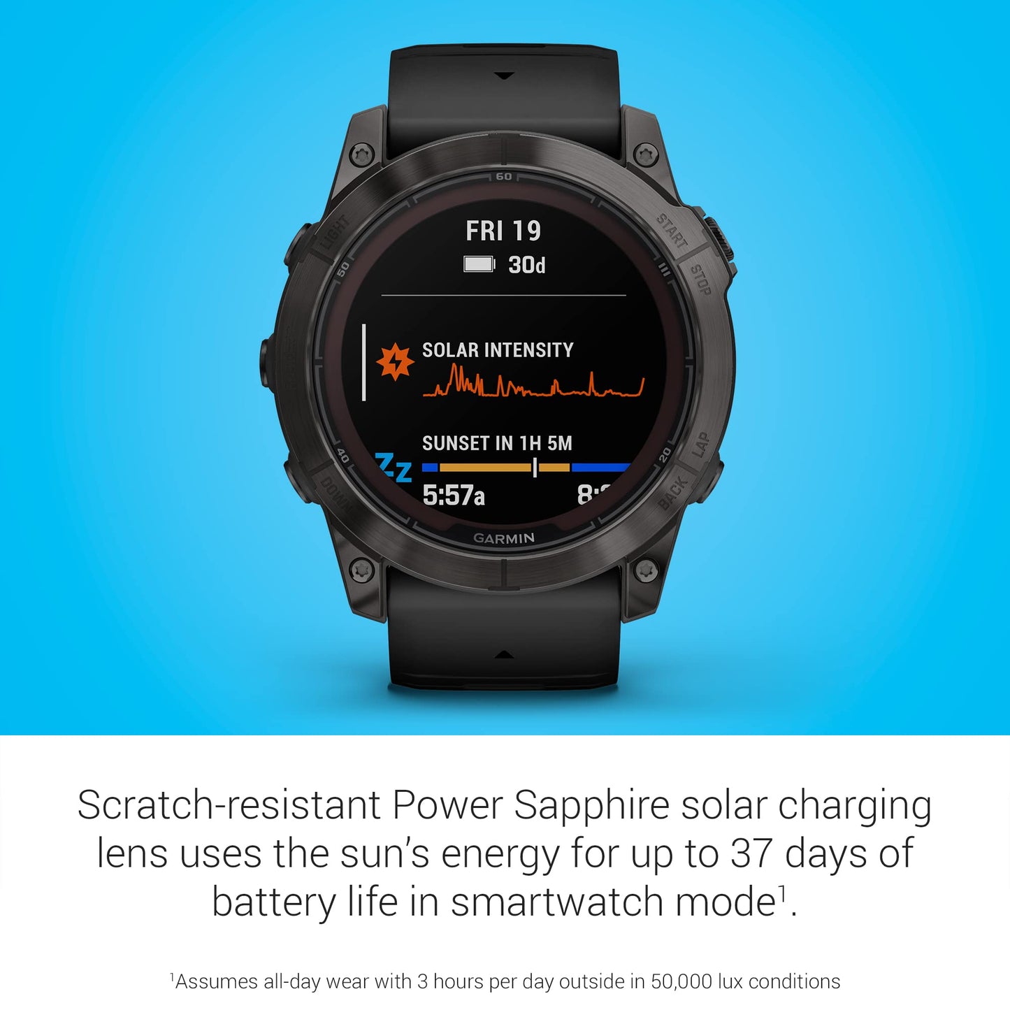 Garmin fēnix 7 Pro Sapphire Solar, Multisport GPS Smartwatch, Built-in Flashlight, Solar Charging Capability, Black