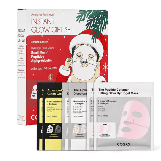 COSRX Advanced Snail Mucin Glass Glow Hydrogel Face Masks Skincare 3 EA, Collagen Face Mask, Travel Essentials, Overnight Face Mask, Korean Skin Care, Stocking Stuffers for Women