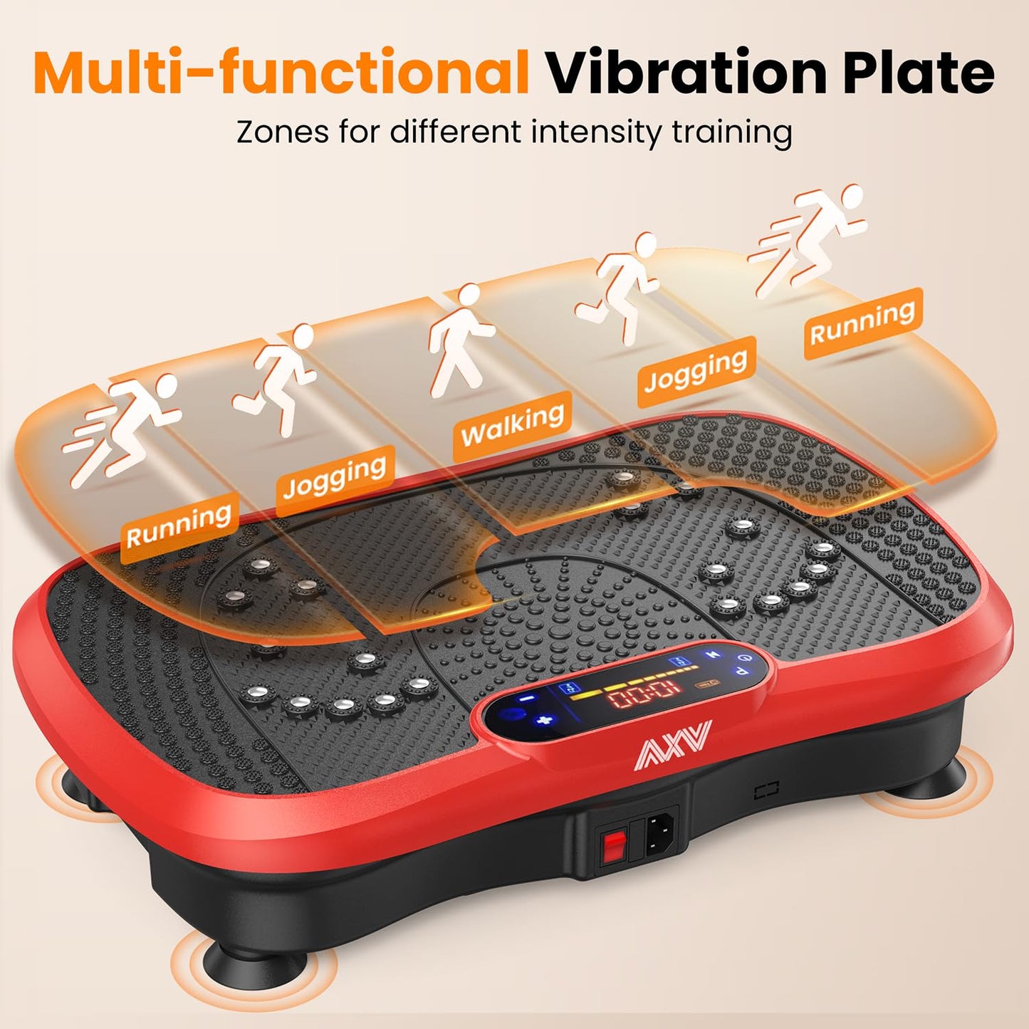 AXV Vibration Plate Fitness Platform Exercise Machine Vibrating Shaking Full Body Shaker Workout Vibrate Stand Shake Board Sport Gym for Weight Loss Fat Burner for Women Men