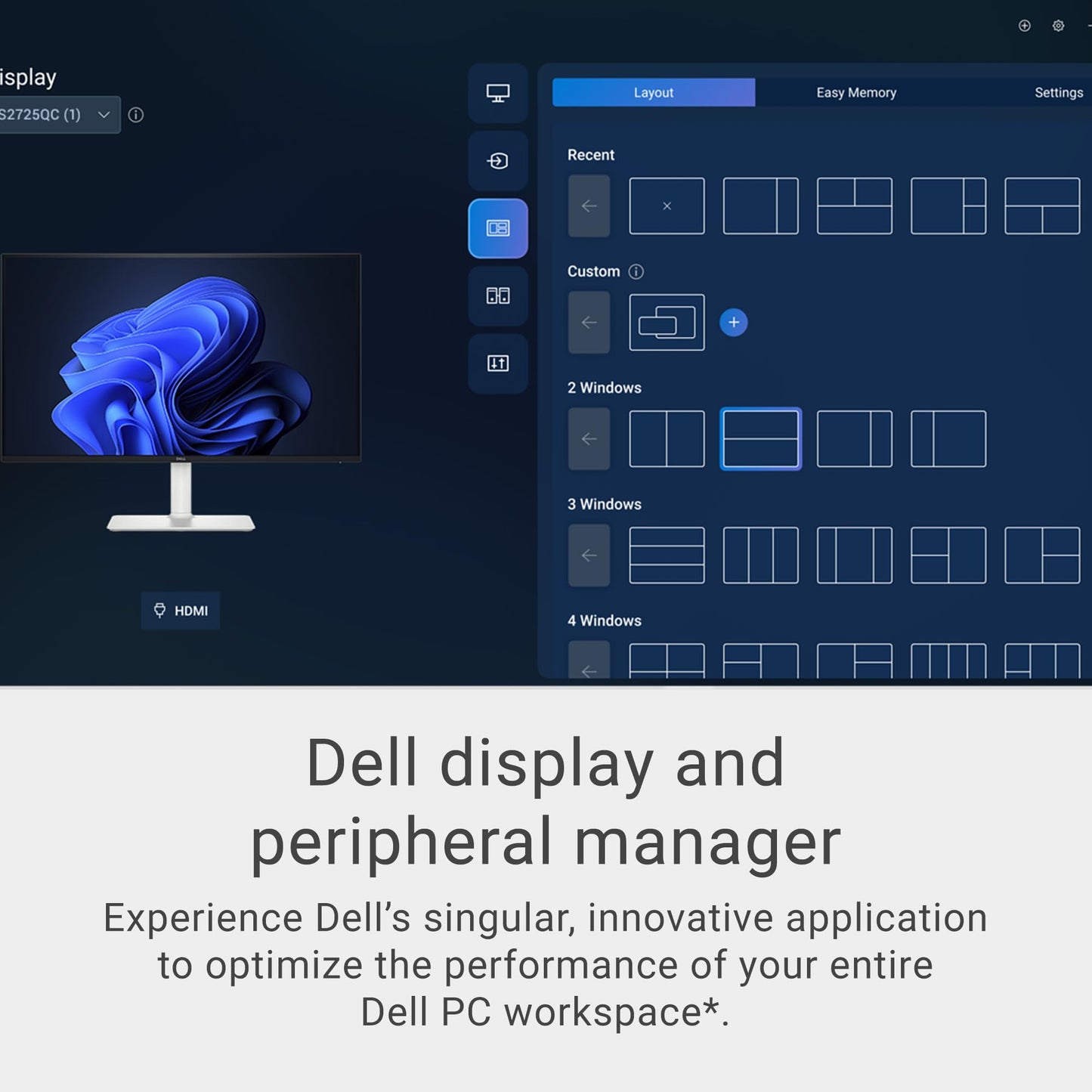 Dell 27 Plus 4K USB-C Monitor - S2725QC - 27-inch 4K (3840 x 2160) 120Hz 16:9 Display, AMD FreeSync Premium, sRGB 99%, Integrated Speakers, 1500:1 Contrast Ratio, Comfortview Plus - Ash White