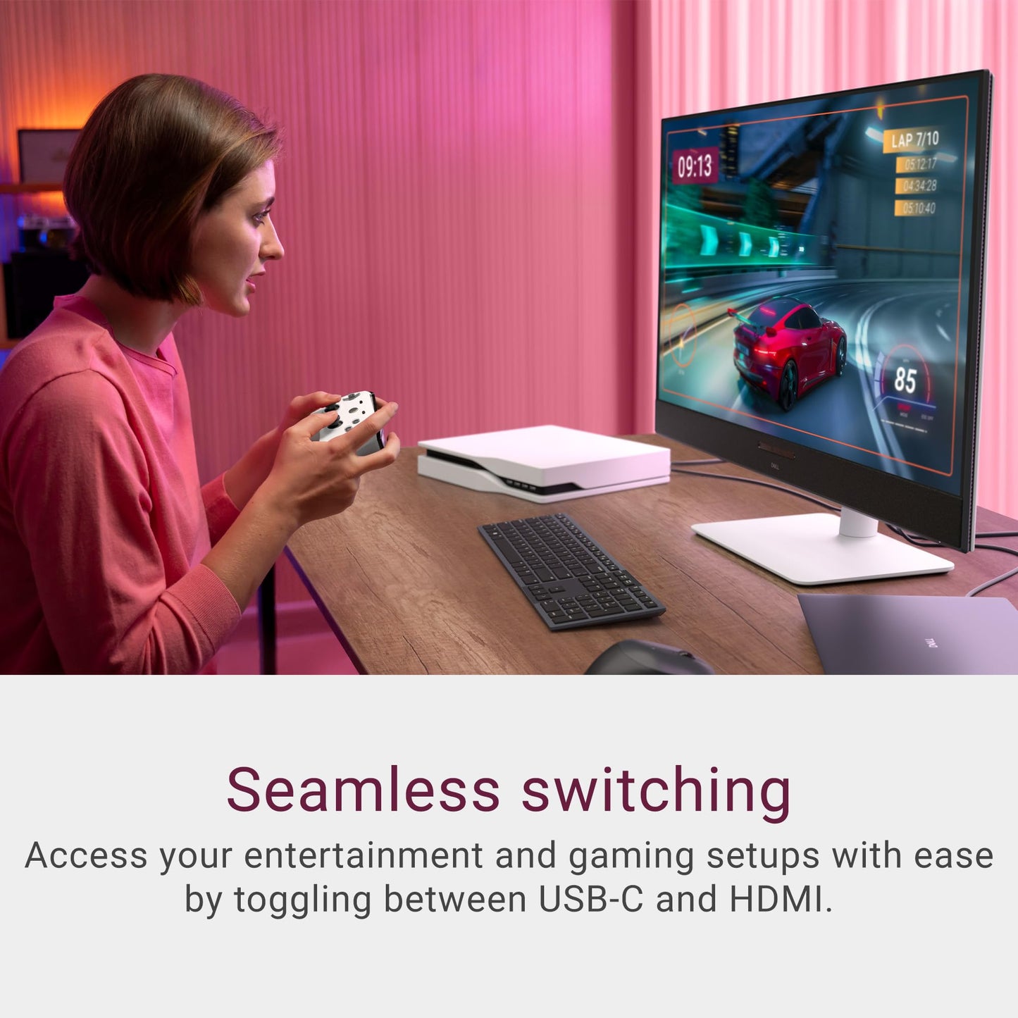 Dell 27 Plus 4K USB-C Monitor - S2725QC - 27-inch 4K (3840 x 2160) 120Hz 16:9 Display, AMD FreeSync Premium, sRGB 99%, Integrated Speakers, 1500:1 Contrast Ratio, Comfortview Plus - Ash White