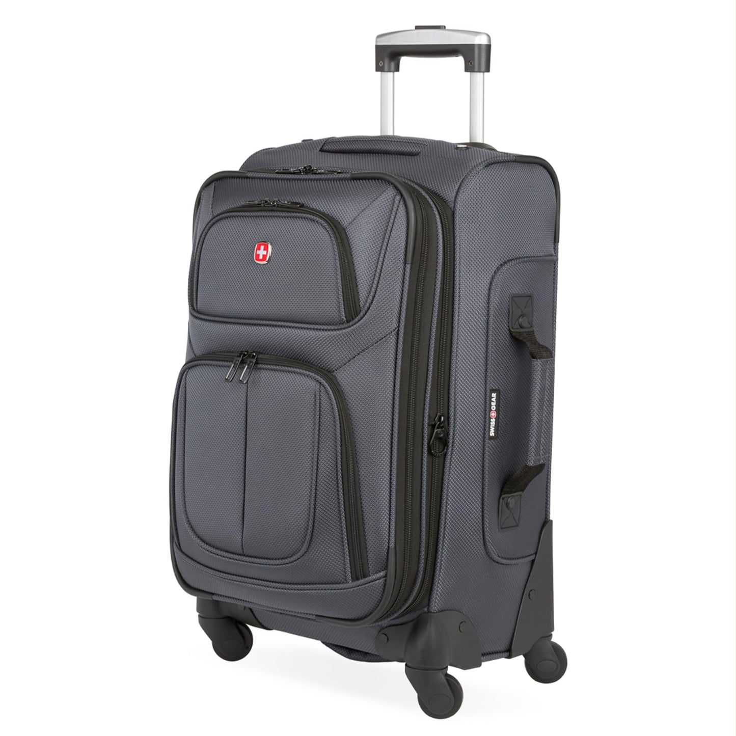 SwissGear Sion Softside Expandable Luggage – Medium Checked Suitcase with 360 Degree Wheels & Retractable Handle – 25 Inch, Perfect for 1-7 Night Trips – Blue