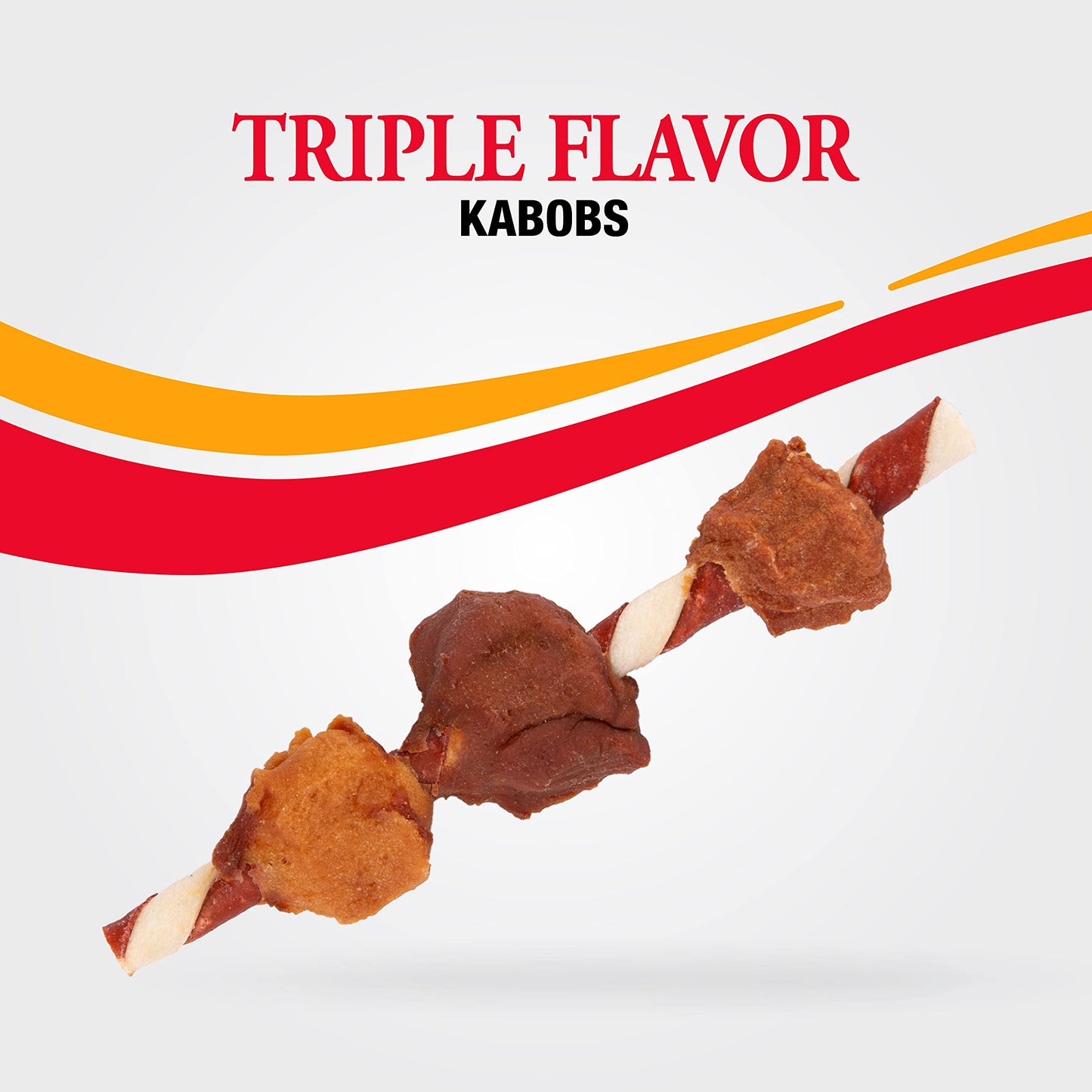 Good ‘n’ Fun Triple Flavor Kabobs Chews for All Dogs, 24 Ounces, Treat Your Dog to Chews Made from Beef Hide, Real Chicken, Pork Hide, Duck and Chicken Liver