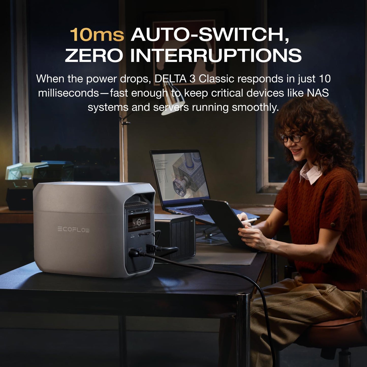 EF ECOFLOW Portable Power Station DELTA 2, 1024Wh LiFePO4 (LFP) Battery, 1800W AC/100W USB-C Output, Solar Generator(Solar Panel Optional) for Home Backup Power, Camping & RVs