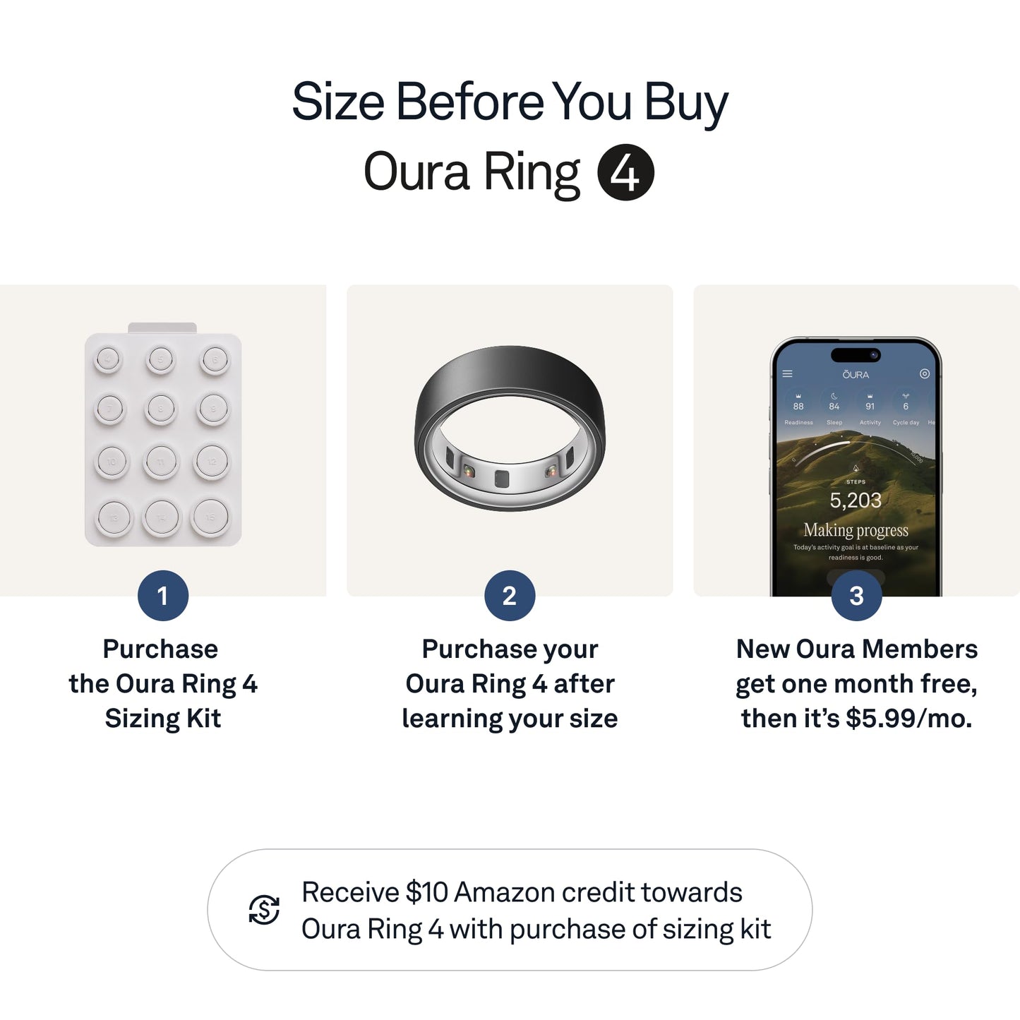 Oura Ring 4 - Gold - Size 7 - Size Before You Buy