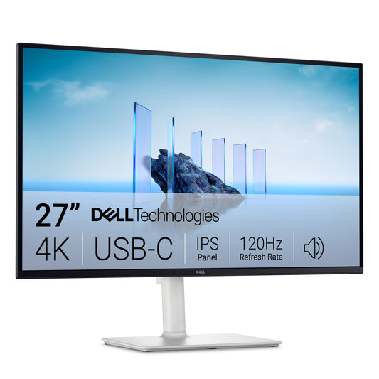 Dell 27 Plus 4K USB-C Monitor - S2725QC - 27-inch 4K (3840 x 2160) 120Hz 16:9 Display, AMD FreeSync Premium, sRGB 99%, Integrated Speakers, 1500:1 Contrast Ratio, Comfortview Plus - Ash White