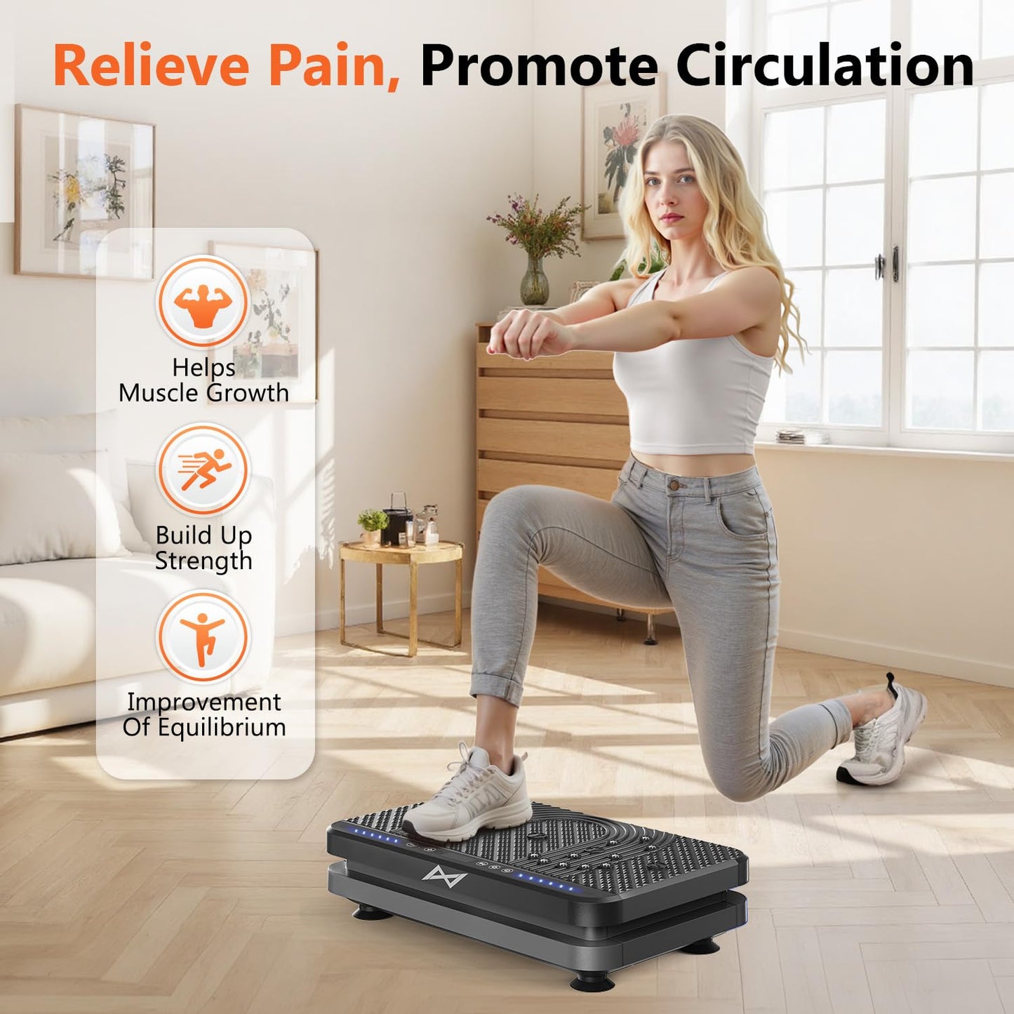 AXV Vibration Plate Fitness Platform Exercise Machine Vibrating Shaking Full Body Shaker Workout Vibrate Stand Shake Board Sport Gym for Weight Loss Fat Burner for Women Men