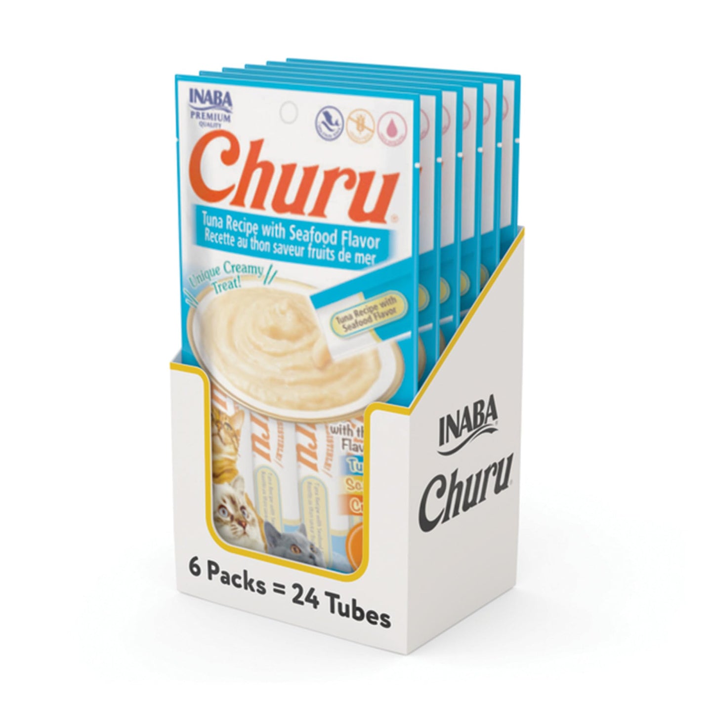 INABA Churu Cat Treats, Grain-Free, Lickable, Squeezable Creamy Purée Cat Treat/Topper, 60 Servings, Chicken Variety Box