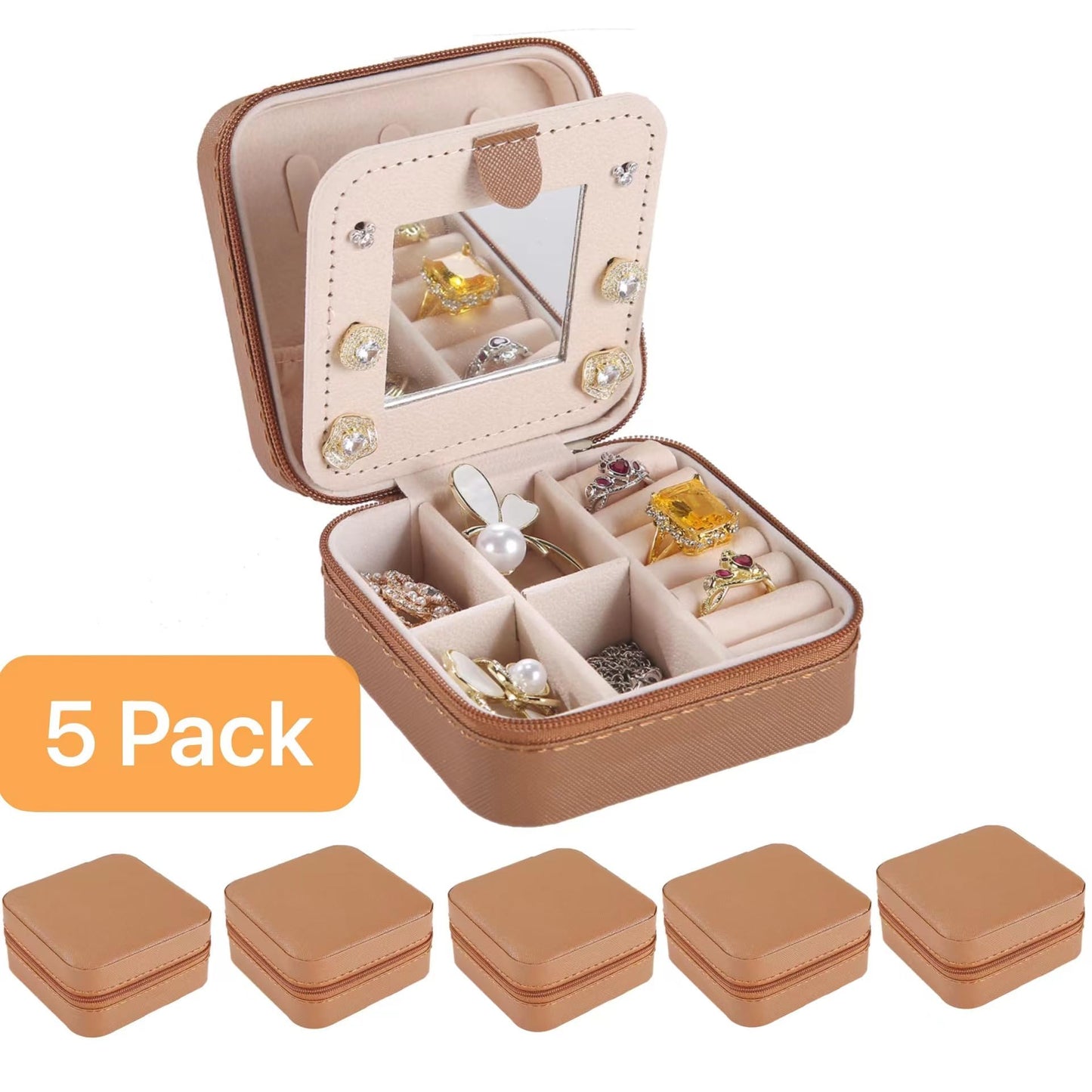 KElofoN Travel jewelry case Travel jewelry box Travel Jewelry Organizer Small box Gift for Girls Women with Mirror(Green)