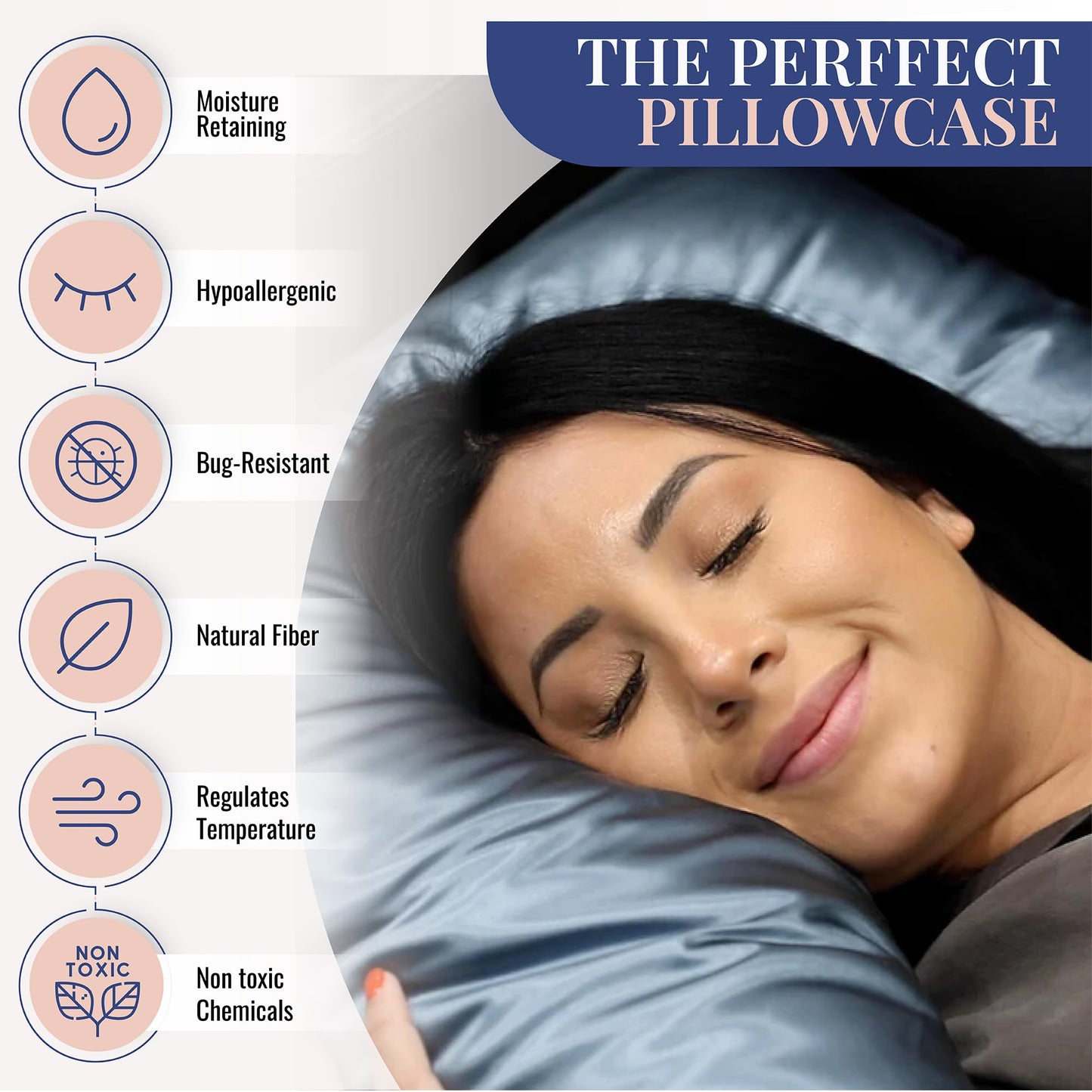 Blissy Silk Pillowcase - 100% Pure Mulberry Silk - 22 Momme 6A High-Grade Fibers - Silk Pillow Cover for Hair & Skin - Regular, Queen & King (Blissy White, Standard)