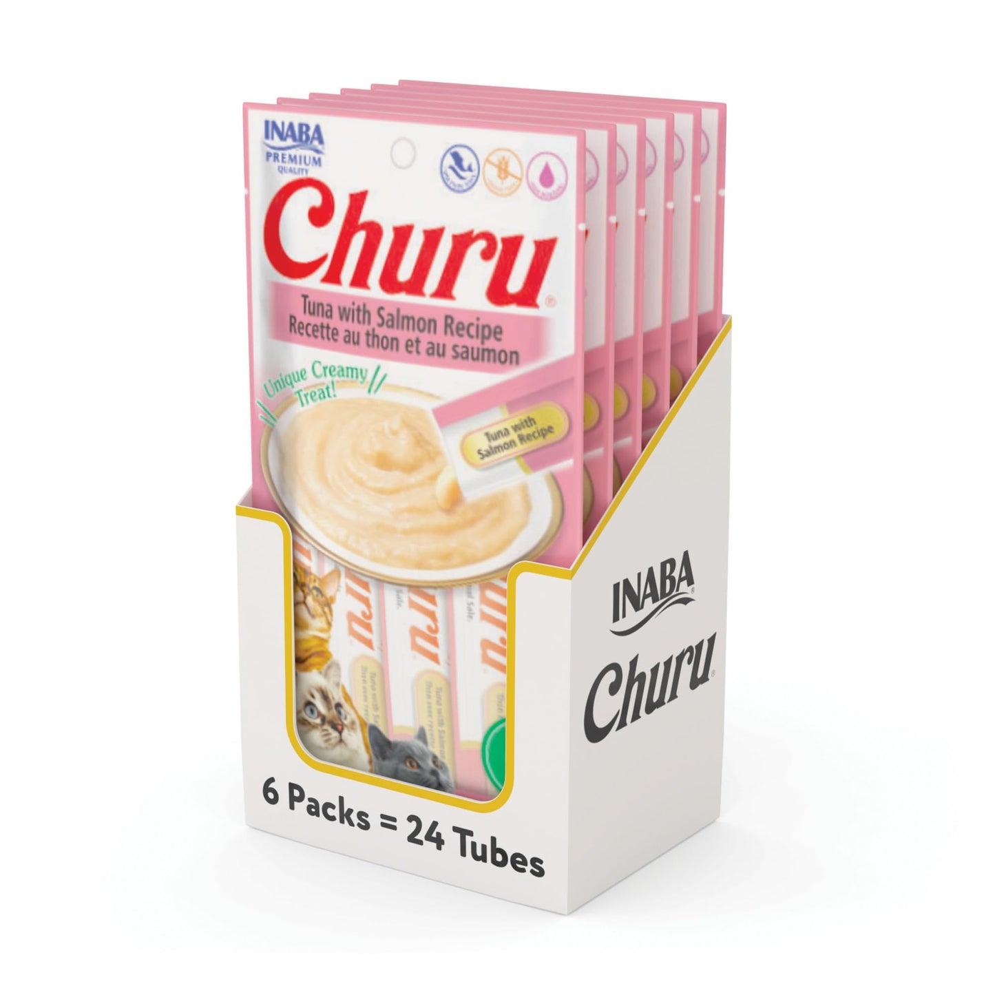 INABA Churu Cat Treats, Grain-Free, Lickable, Squeezable Creamy Purée Cat Treat/Topper, 60 Servings, Chicken Variety Box