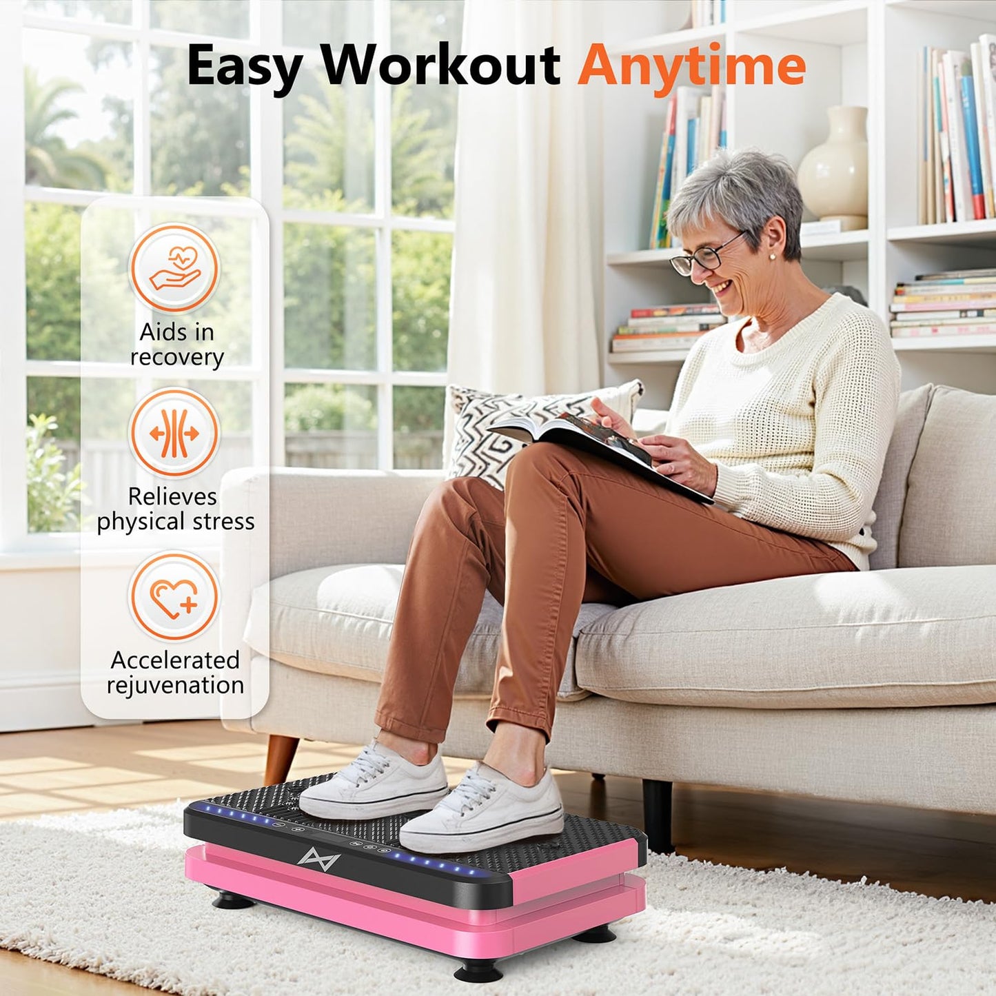 AXV Vibration Plate Fitness Platform Exercise Machine Vibrating Shaking Full Body Shaker Workout Vibrate Stand Shake Board Sport Gym for Weight Loss Fat Burner for Women Men