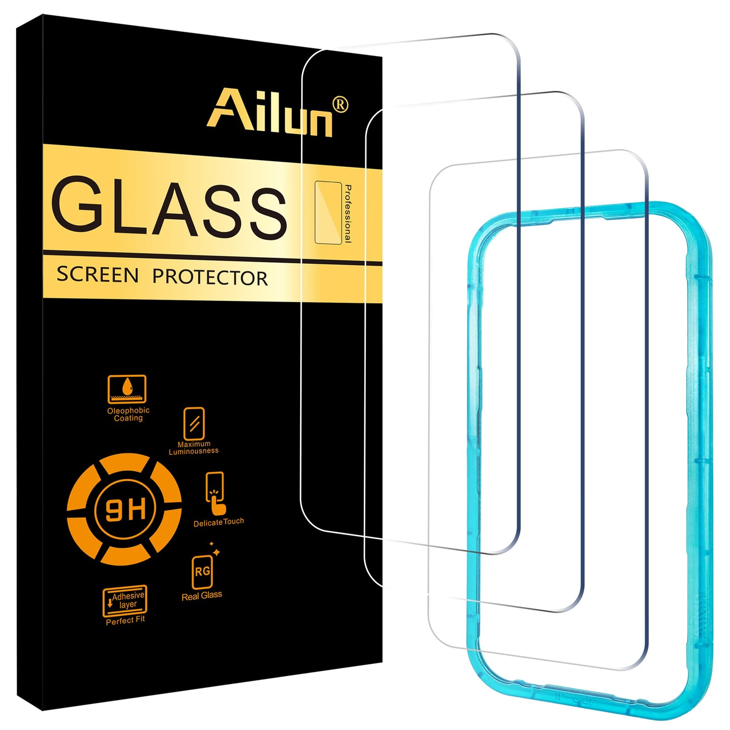Ailun 3 Pack Screen Protector for iPhone 17 Pro Max [6.9 inch] with Installation Frame, Tempered Glass, Sensor Protection, Dynamic Island Compatible, Case Friendly