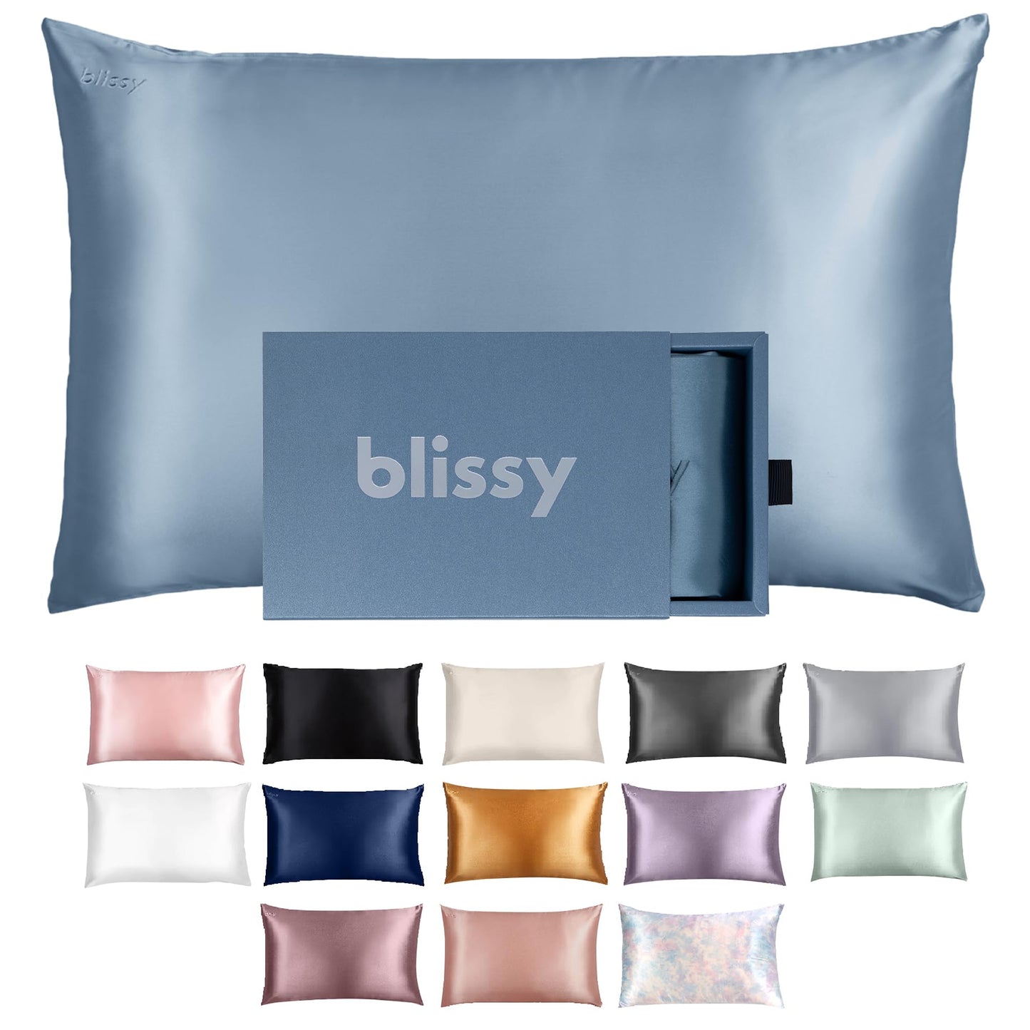 Blissy Silk Pillowcase - 100% Pure Mulberry Silk - 22 Momme 6A High-Grade Fibers - Silk Pillow Cover for Hair & Skin - Regular, Queen & King (Blissy White, Standard)