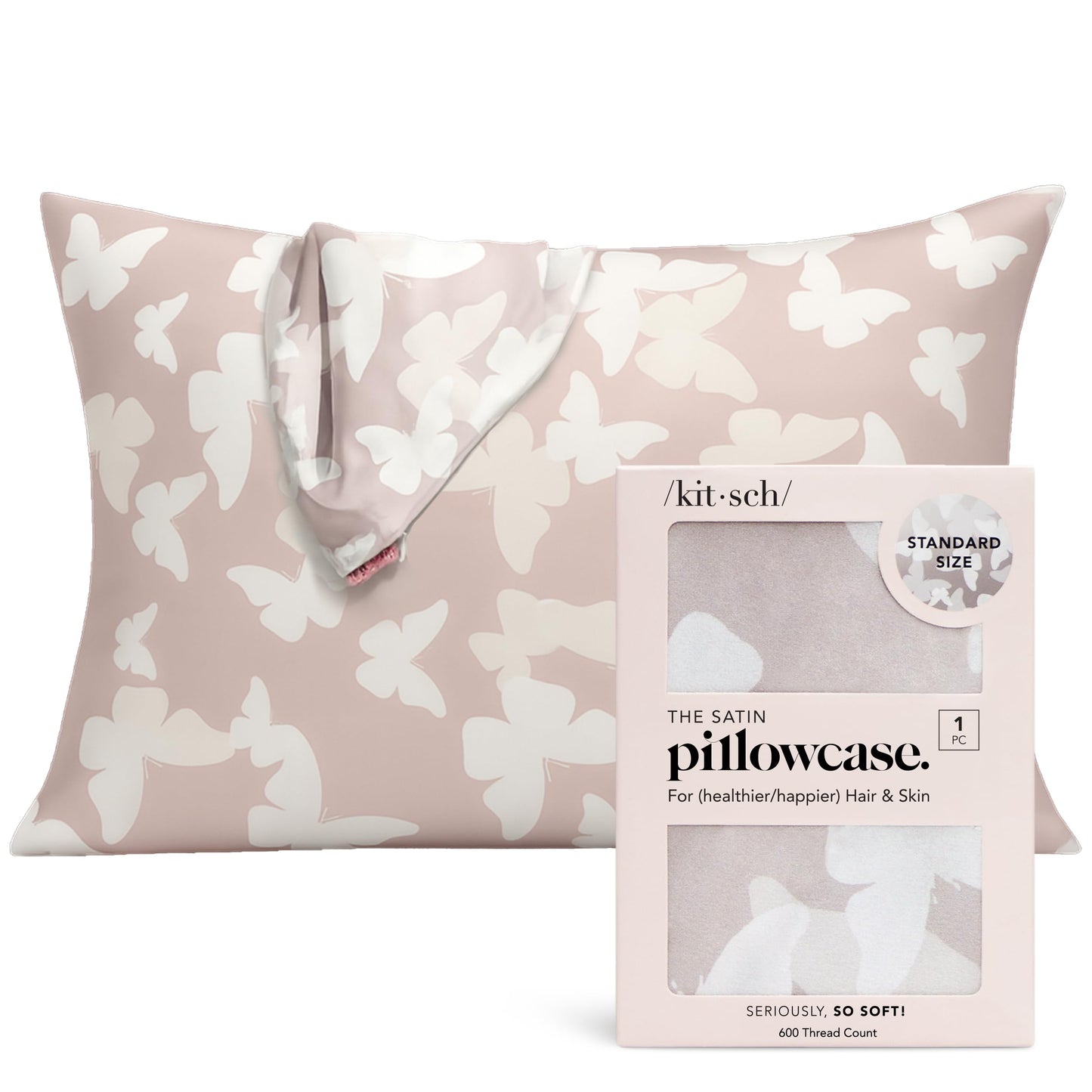 Kitsch Satin Pillowcase, Softer Than Silk Pillow Cases Queen, Cooling Pillow Covers, Satin Pillowcase w/Zipper for Hair, Skin & Quality Sleep, Wrinkle-Free & Smooth, Queen Size 19"x26", Cherry Print