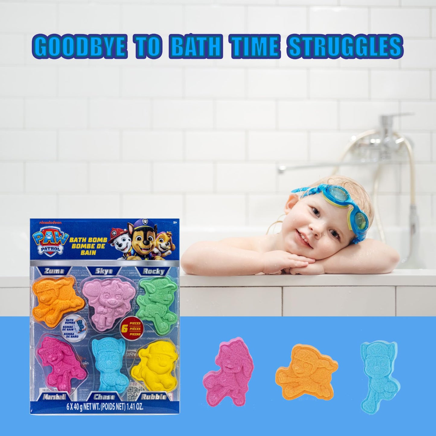 Hot Wheels 6 Piece Bath Bombs for Kids, Bubble Gum Scented, Bath Toys for Kids, Ages 3+, by Townley Girl