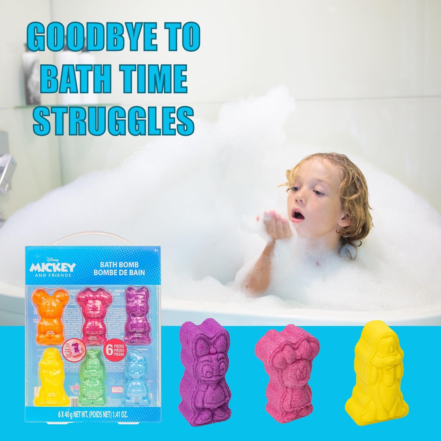 Hot Wheels 6 Piece Bath Bombs for Kids, Bubble Gum Scented, Bath Toys for Kids, Ages 3+, by Townley Girl