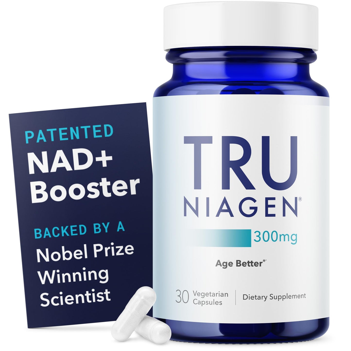 TRU NIAGEN Patented NAD Supplement for Anti Aging and Cell Regeneration, 300 mg Niagen, 90 Servings | Supports Cellular Energy, Brain, Muscle | Nicotinamide Riboside (NR) Take 1 Daily | 2 Bottles