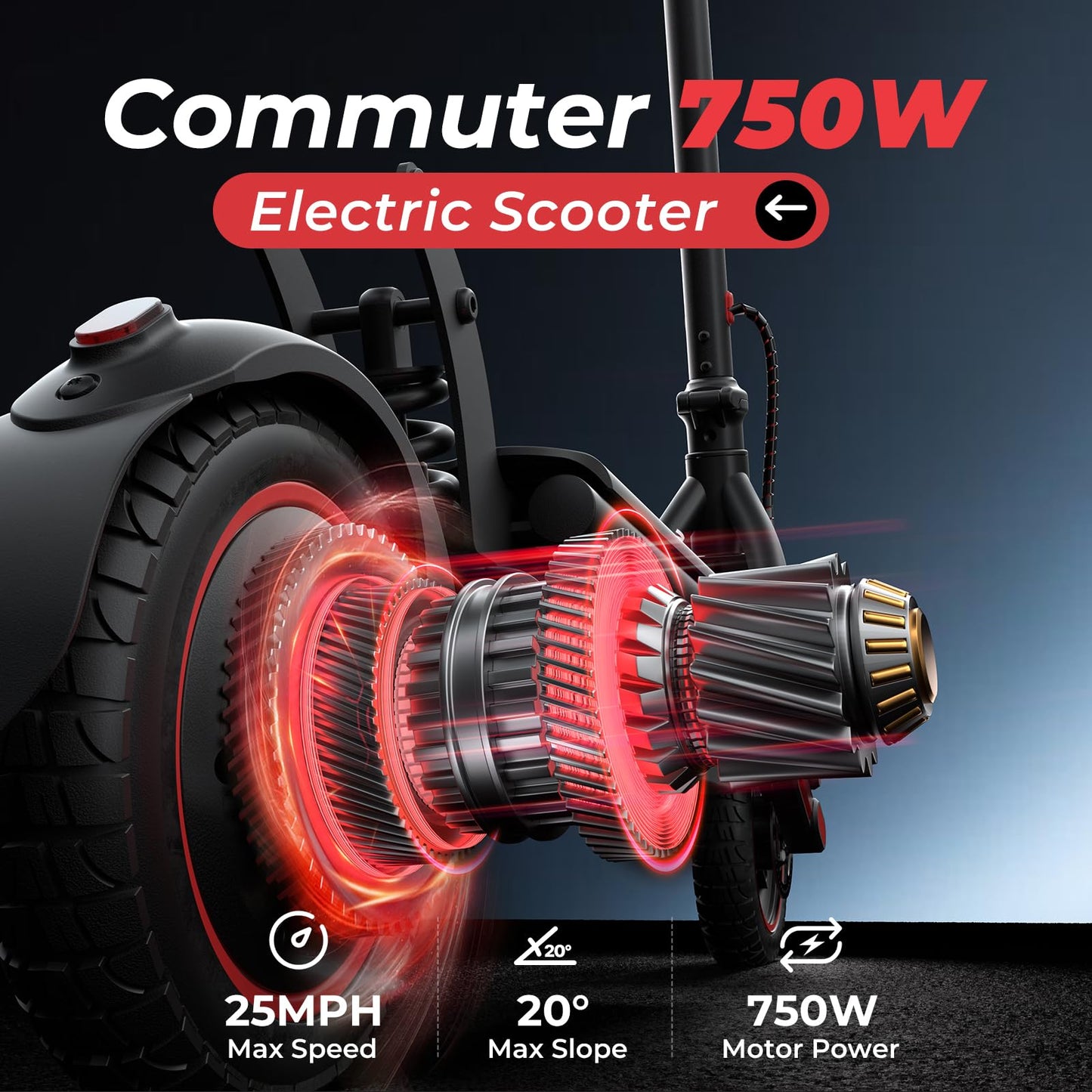 iScooter Electric Scooter Adults & Big Kids, 500/650 Peak Power, Up to 15/18/25 Miles Range, 19/22/25 MPH Top Speed, Cruise Control, Dual Braking System, Foldable E Scooter for Commuting & Campus Use