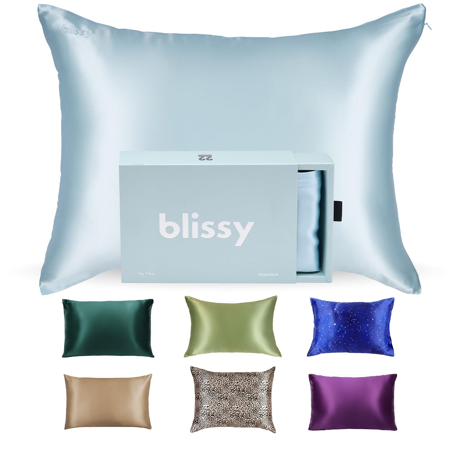 Blissy Silk Pillowcase - 100% Pure Mulberry Silk - 22 Momme 6A High-Grade Fibers - Silk Pillow Cover for Hair & Skin - Regular, Queen & King (Blissy White, Standard)