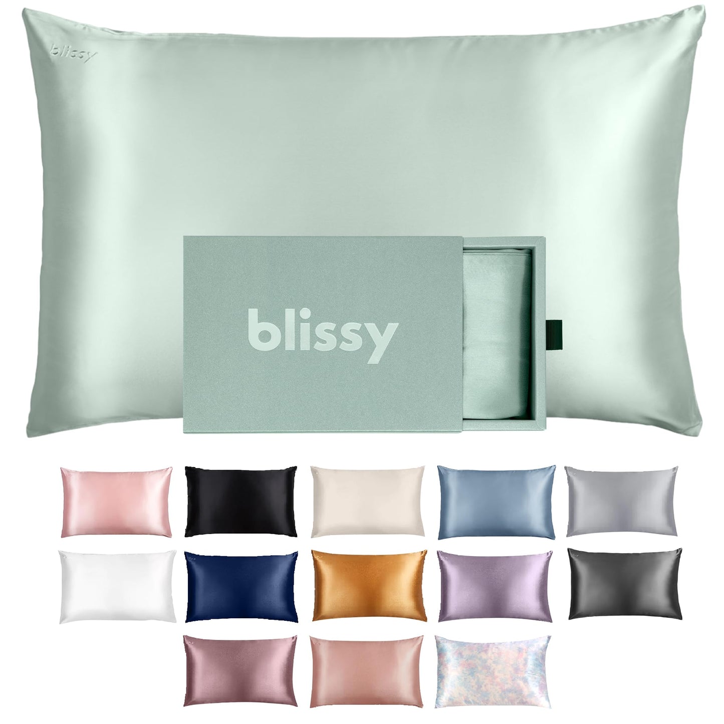 Blissy Silk Pillowcase - 100% Pure Mulberry Silk - 22 Momme 6A High-Grade Fibers - Silk Pillow Cover for Hair & Skin - Regular, Queen & King (Blissy White, Standard)