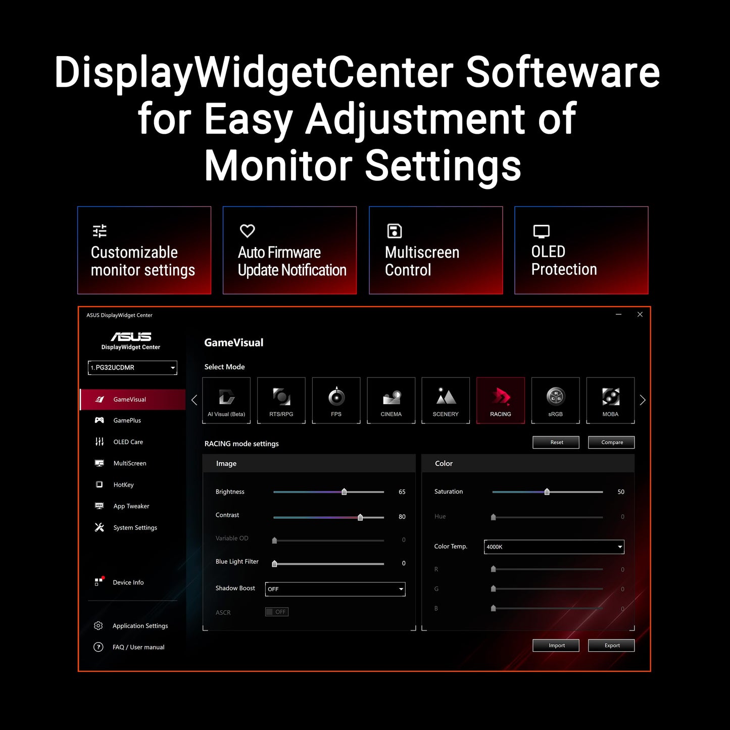 ASUS ROG Strix 27” 1440P OLED Gaming Monitor (XG27AQDMG) - QHD, Glossy OLED, 240Hz, 0.03ms, Custom Heatsink, Anti-flicker,Uniform Brightness, G-SYNC Compatible, 99% DCI-P3, DisplayWidget, 3yr warranty
