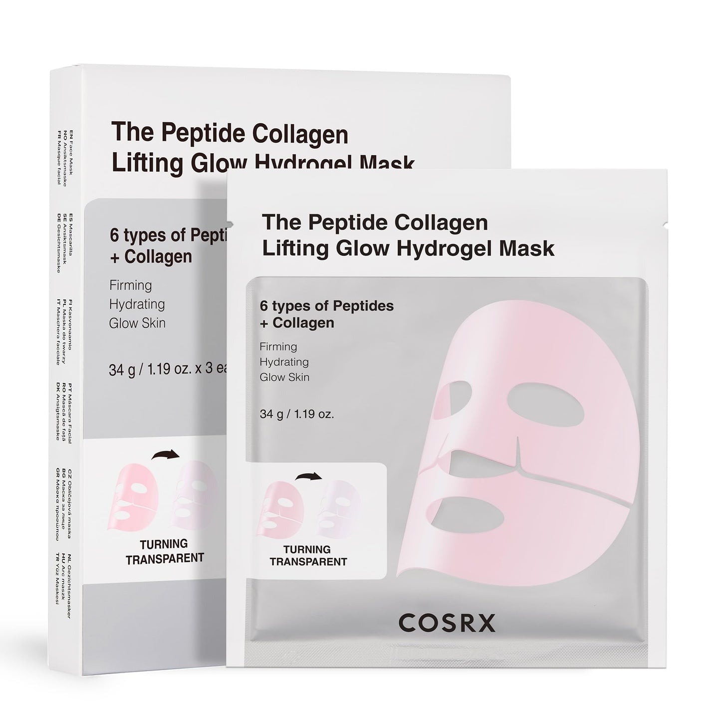 COSRX Advanced Snail Mucin Glass Glow Hydrogel Face Masks Skincare 3 EA, Collagen Face Mask, Travel Essentials, Overnight Face Mask, Korean Skin Care, Stocking Stuffers for Women