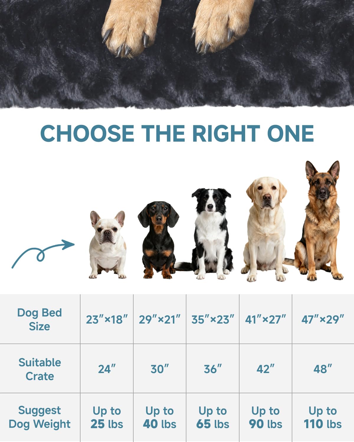 KSIIA Washable Dog Bed Deluxe Plush Dog Crate Beds Comfy Kennel Pad Anti-Slip Pet Sleeping Mat for Large, Jumbo, Medium, Small Dogs Breeds, 35" x 23", Gray