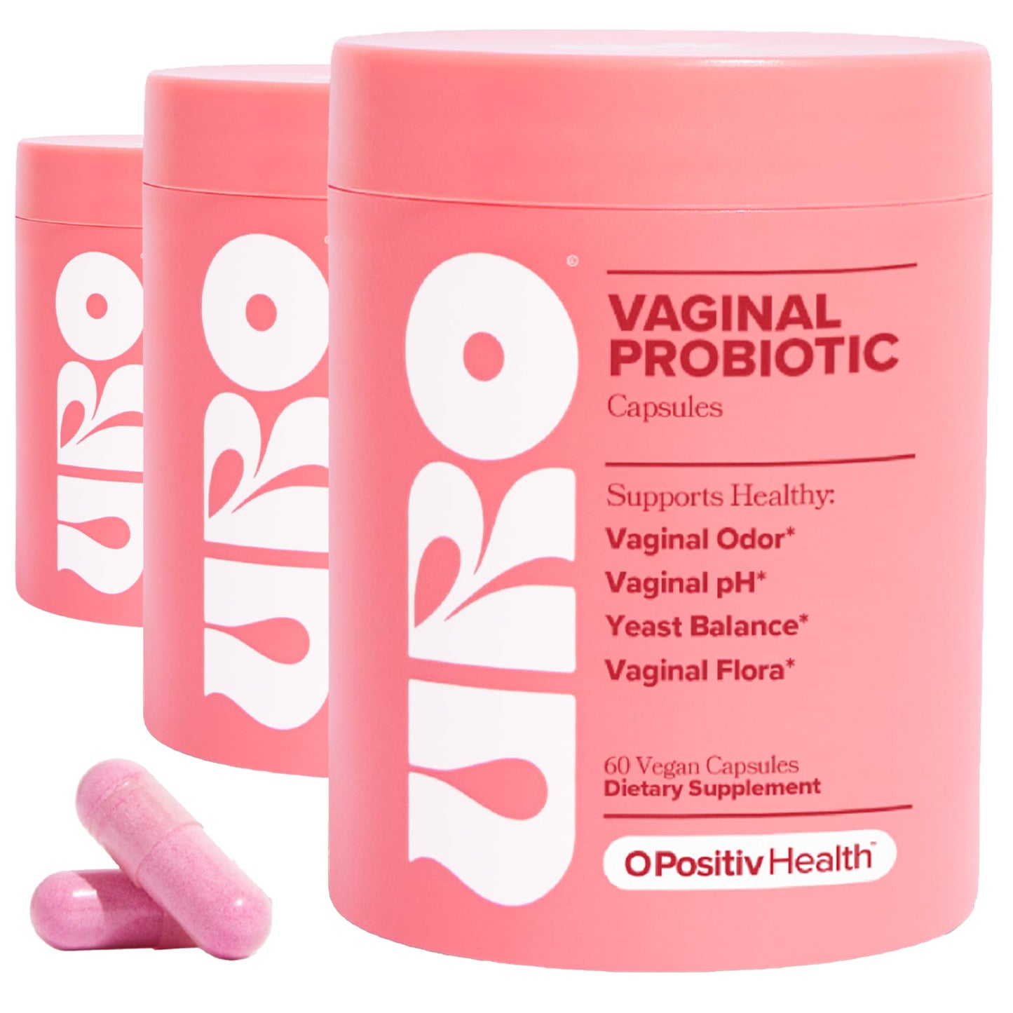O Positiv URO Vaginal Probiotics for Women pH Balance with Prebiotics & Lactobacillus – Vaginal Health Supplement – Promote Healthy Vaginal Odor & Flora, 60 Count (Pack of 1), 1 Month Supply