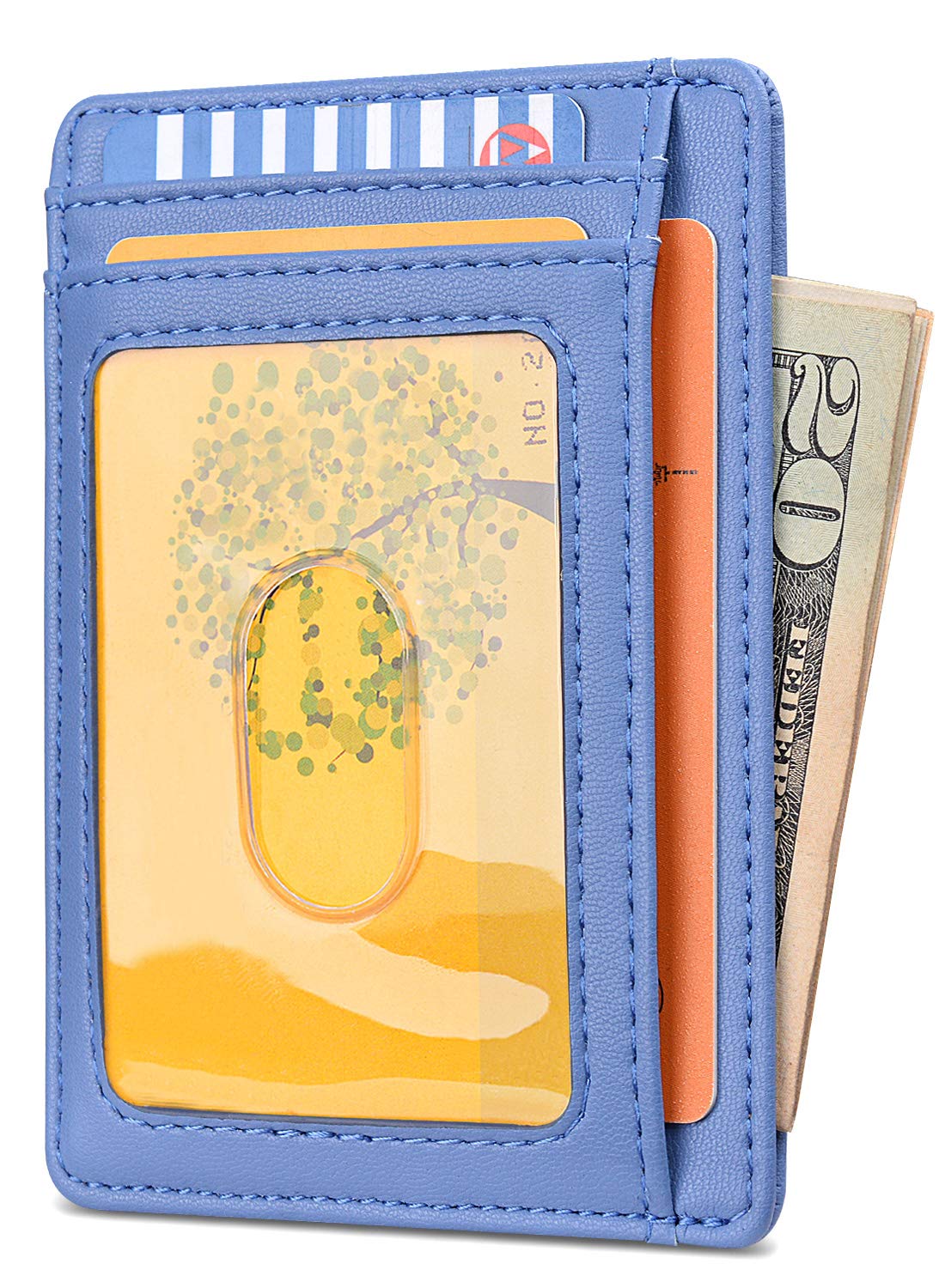 Buffway Slim Minimalist Front Pocket RFID Blocking Leather Wallets for Men and Women - Alaska Black