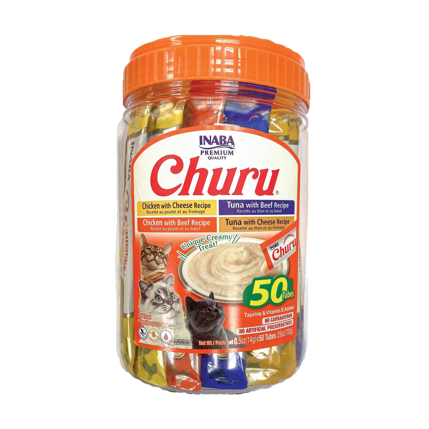 INABA Churu Cat Treats, Grain-Free, Lickable, Squeezable Creamy Purée Cat Treat/Topper, 60 Servings, Chicken Variety Box