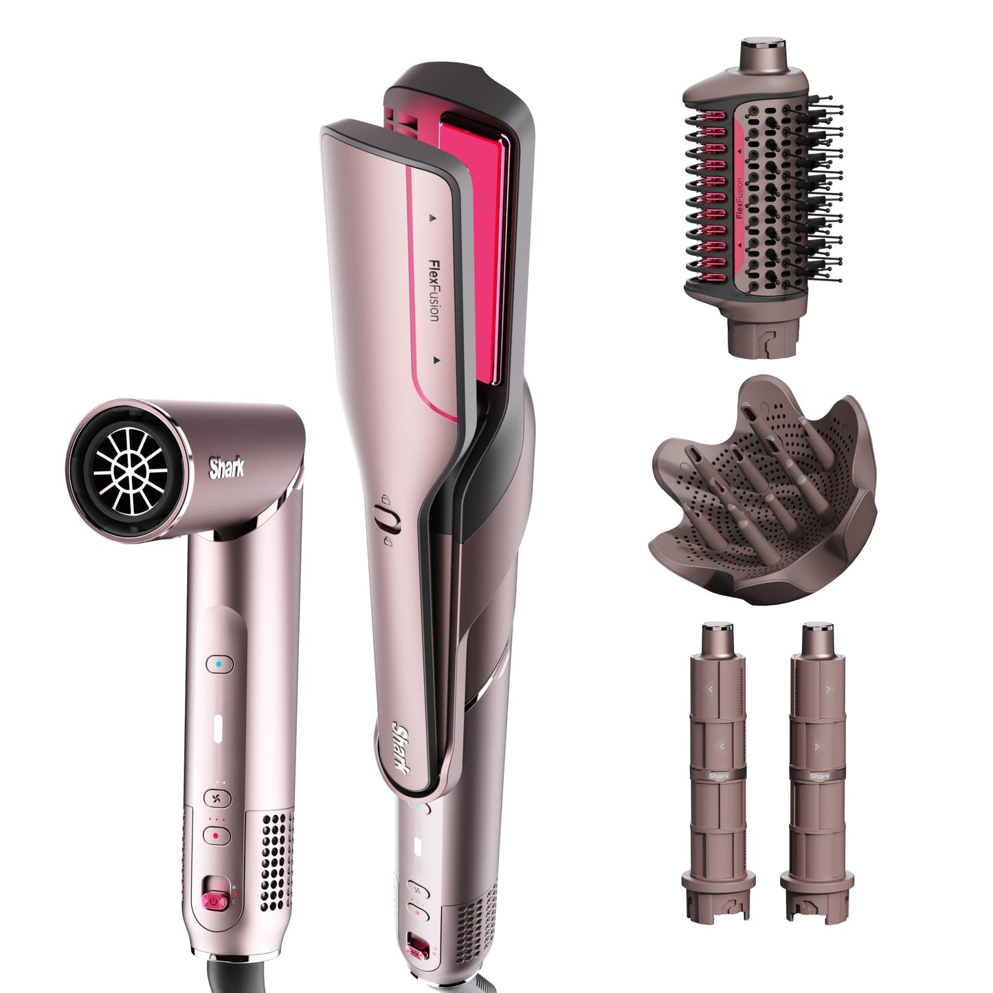 Shark HD430 FlexStyle Air Styling & Drying System, Powerful Hair Dryer Brush & Multi-Styler with Auto-Wrap Curlers, Paddle Brush, Oval Brush, Concentrator Attachment, Stone