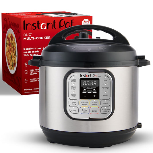 Instant Pot Duo 7-in-1 Electric Pressure Cooker, Slow Cooker, Rice, Steamer, Sauté, Yogurt Maker, Warmer & Sterilizer, Includes App With Over 800 Recipes, Stainless Steel, 6 Quart