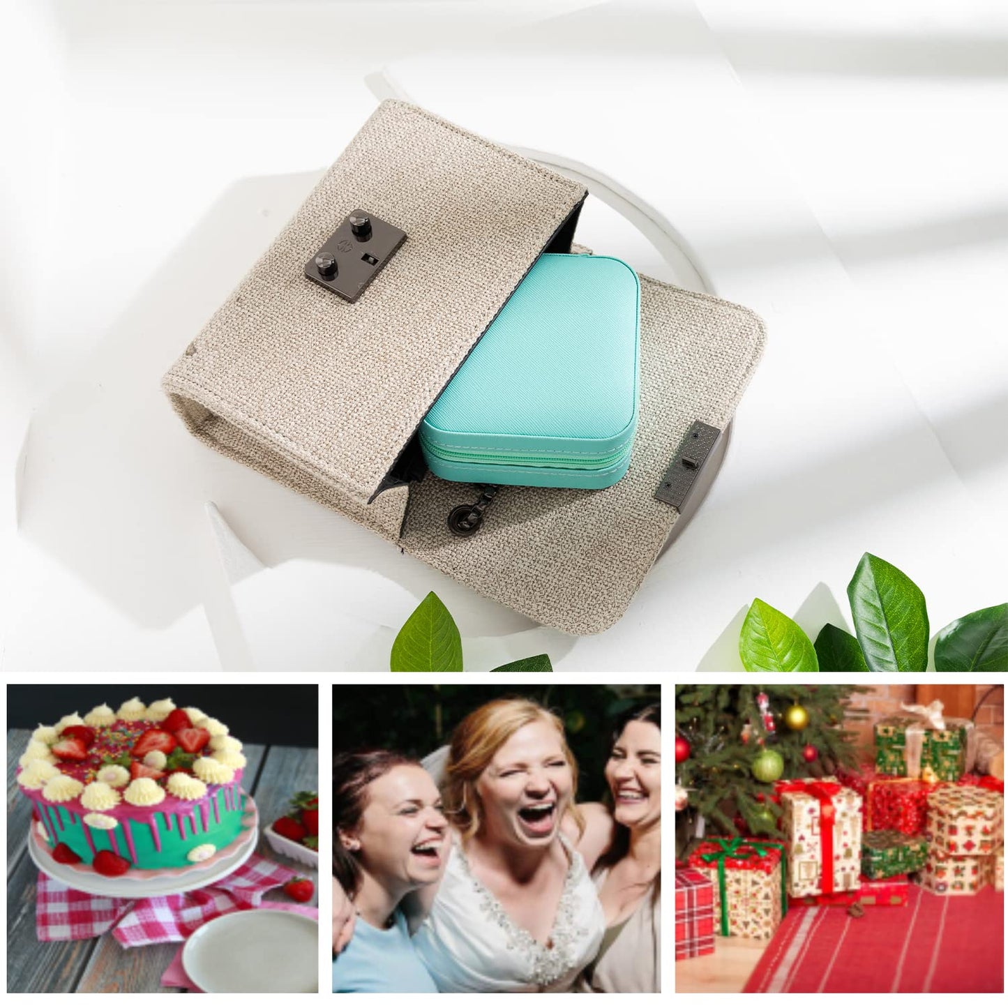 KElofoN Travel jewelry case Travel jewelry box Travel Jewelry Organizer Small box Gift for Girls Women with Mirror(Green)