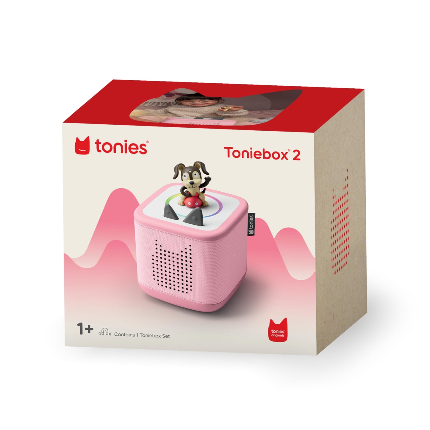 Toniebox 2 Audio Player Starter Set for Kids 1+ with Playtime Puppy - Sunset Red