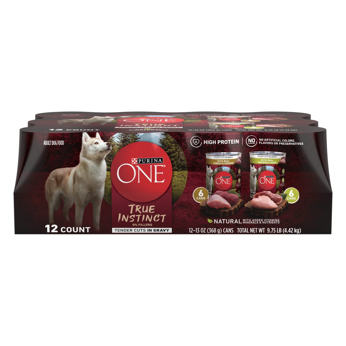 Purina ONE Classic Ground Chicken and Brown Rice, and Beef and Brown Rice Entrees Wet Dog Food Variety Pack - (Pack of 6) 13 oz. Cans