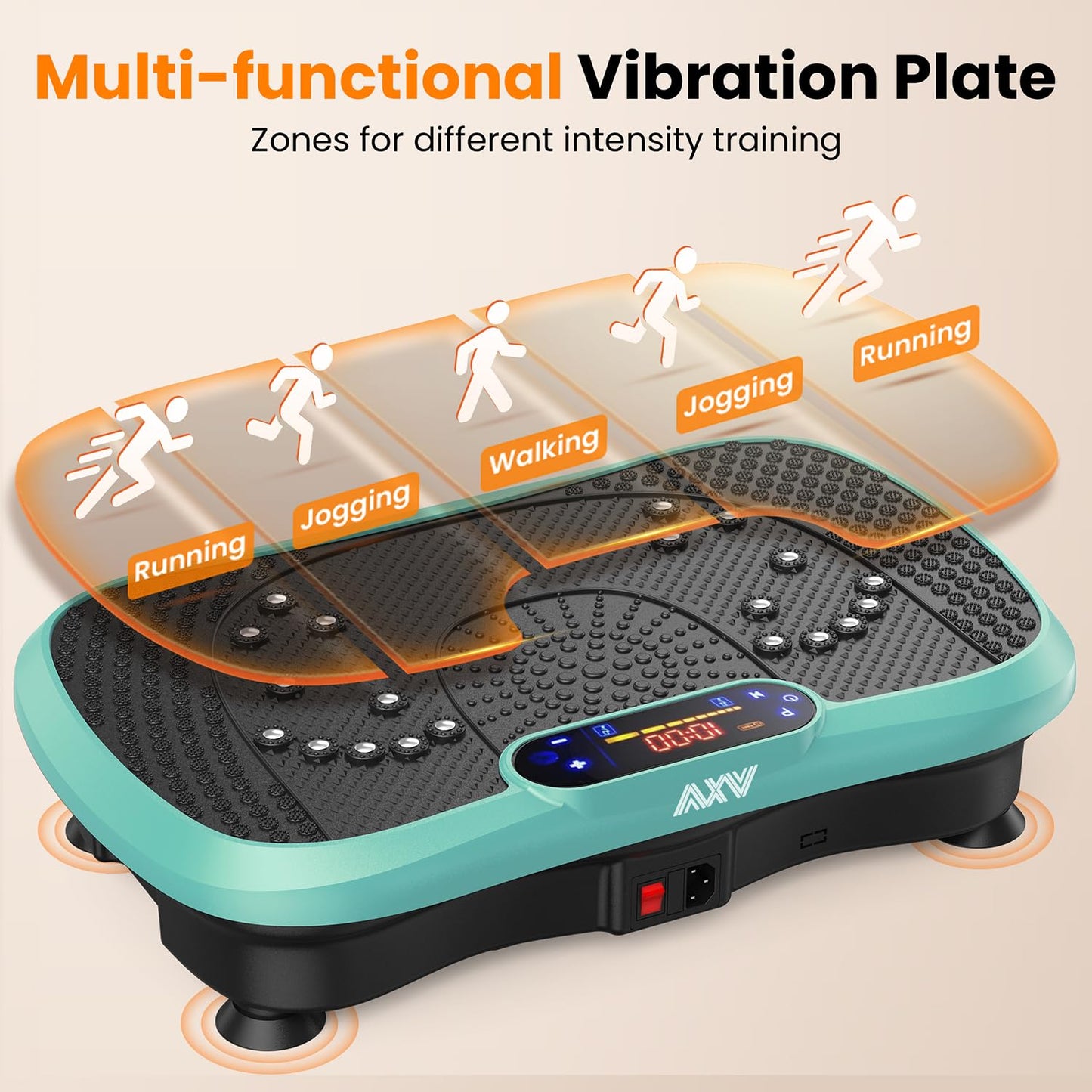 AXV Vibration Plate Fitness Platform Exercise Machine Vibrating Shaking Full Body Shaker Workout Vibrate Stand Shake Board Sport Gym for Weight Loss Fat Burner for Women Men