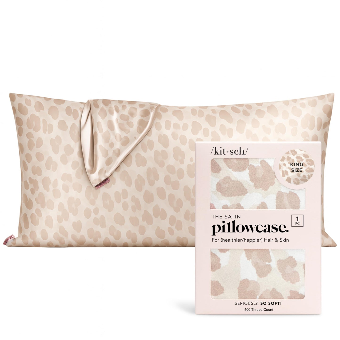 Kitsch Satin Pillowcase, Softer Than Silk Pillow Cases Queen, Cooling Pillow Covers, Satin Pillowcase w/Zipper for Hair, Skin & Quality Sleep, Wrinkle-Free & Smooth, Queen Size 19"x26", Cherry Print