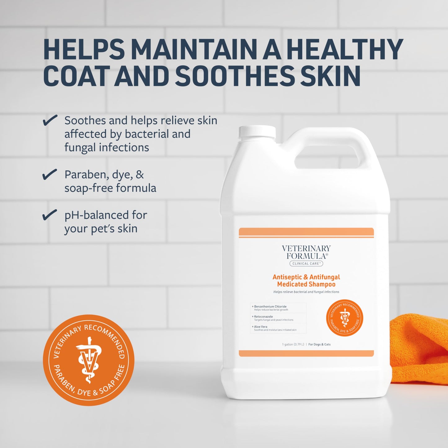 Veterinary Formula Clinical Care Antiseptic and Antifungal Medicated Shampoo for Dogs & Cats, 16 Fl Oz – Helps Alleviate Scaly, Greasy, red Skin – Paraben, Dye, Soap-Free (1 Pack)