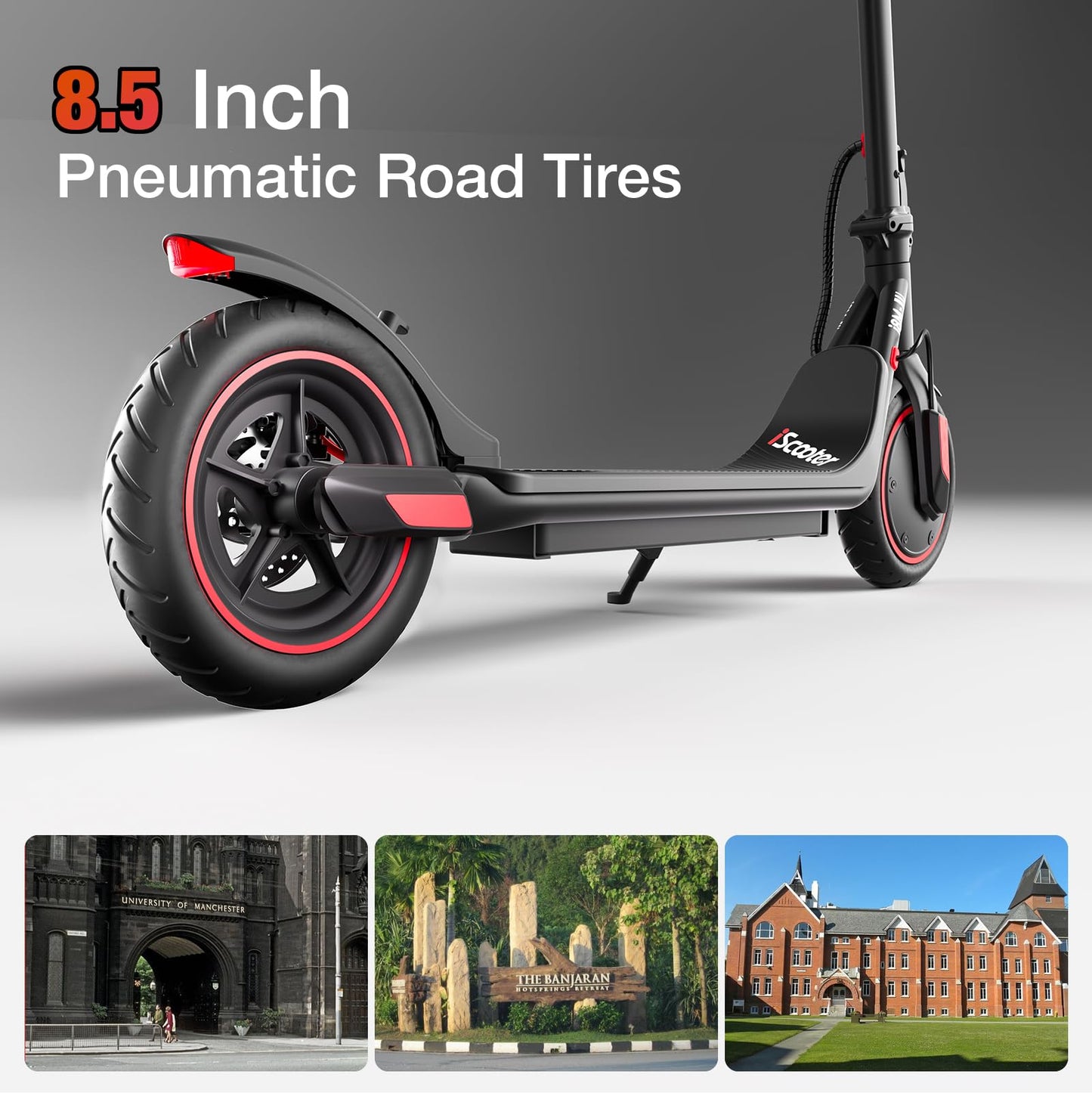 iScooter Electric Scooter Adults & Big Kids, 500/650 Peak Power, Up to 15/18/25 Miles Range, 19/22/25 MPH Top Speed, Cruise Control, Dual Braking System, Foldable E Scooter for Commuting & Campus Use
