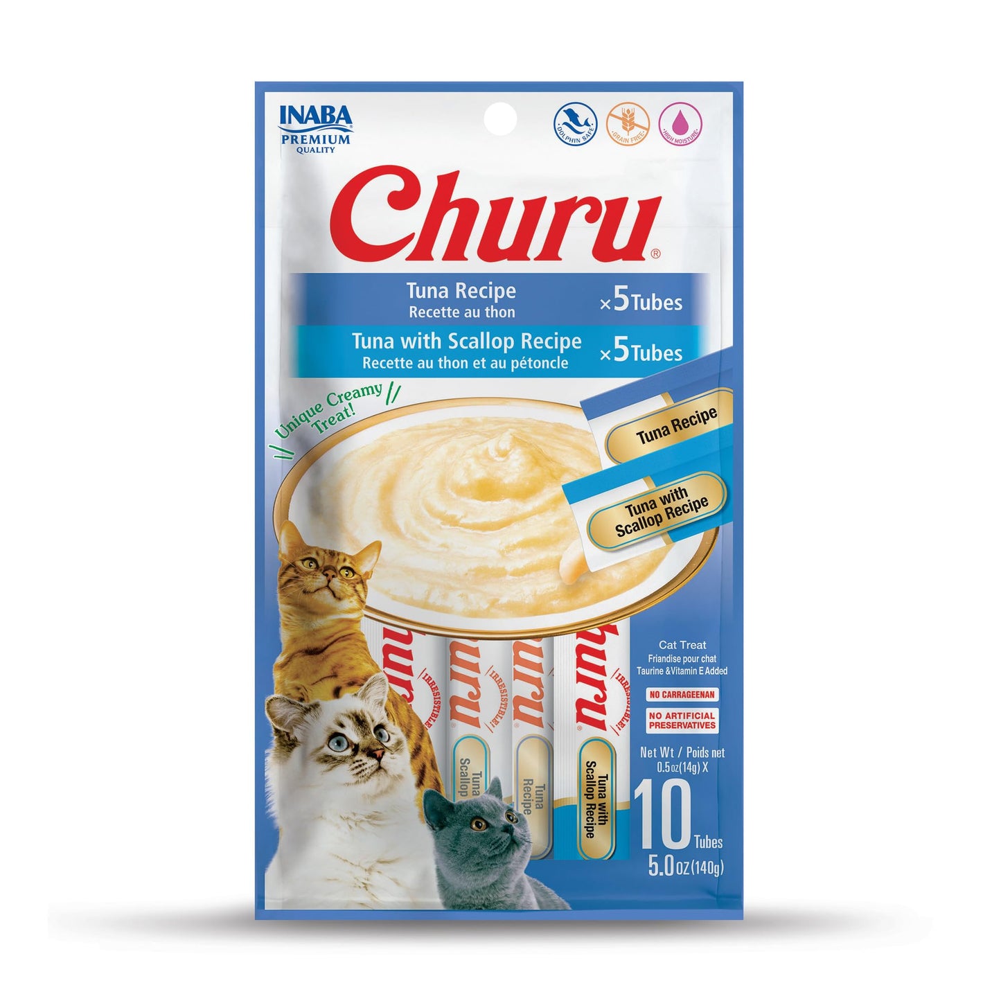 INABA Churu Cat Treats, Grain-Free, Lickable, Squeezable Creamy Purée Cat Treat/Topper, 60 Servings, Chicken Variety Box