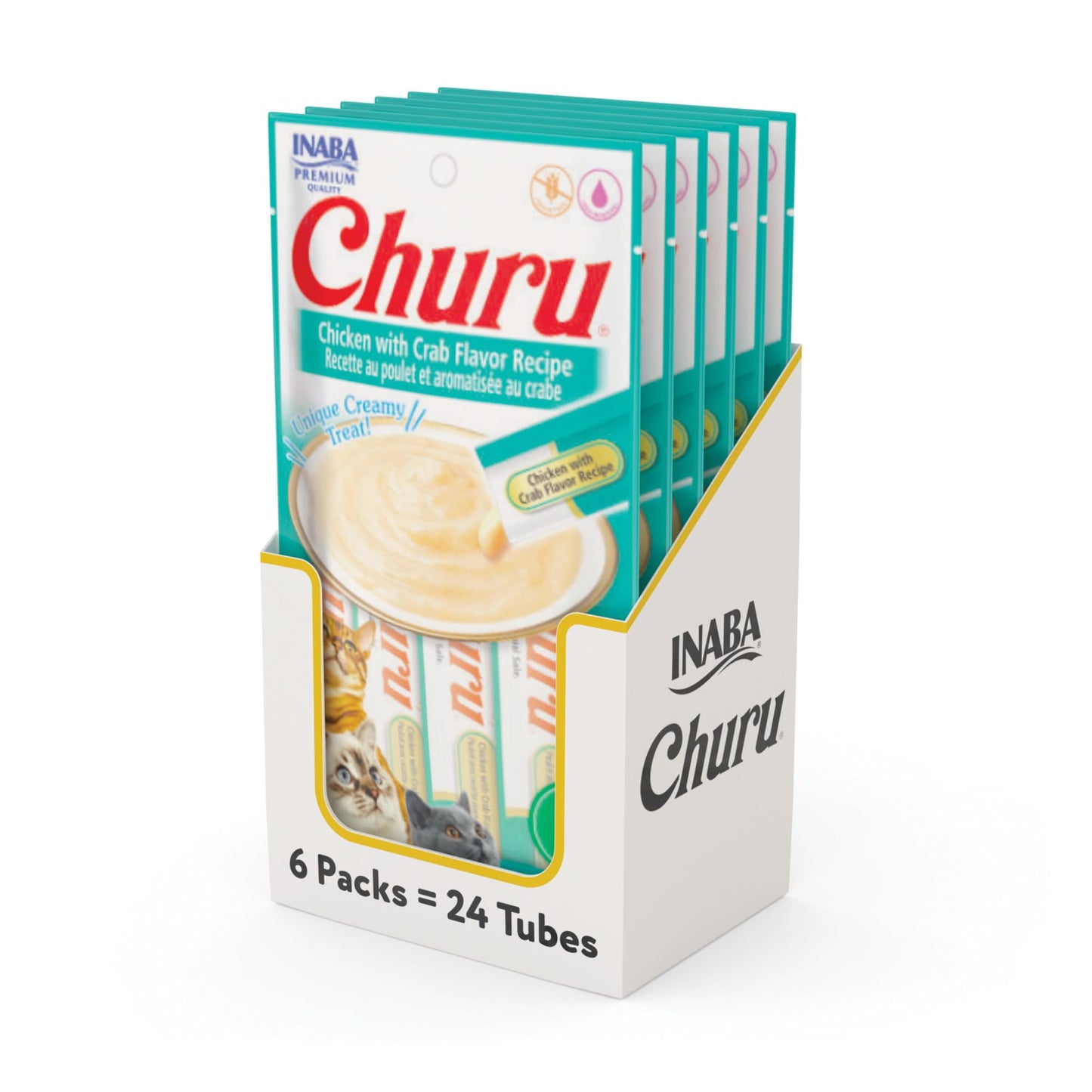 INABA Churu Cat Treats, Grain-Free, Lickable, Squeezable Creamy Purée Cat Treat/Topper, 60 Servings, Chicken Variety Box