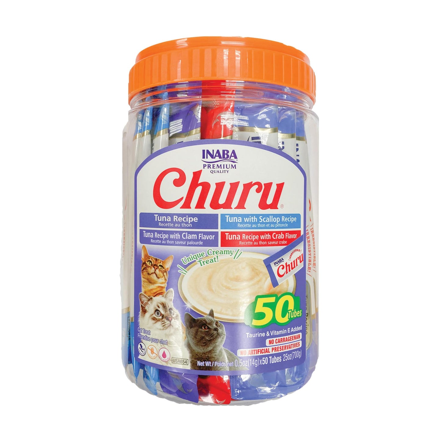 INABA Churu Cat Treats, Grain-Free, Lickable, Squeezable Creamy Purée Cat Treat/Topper, 60 Servings, Chicken Variety Box