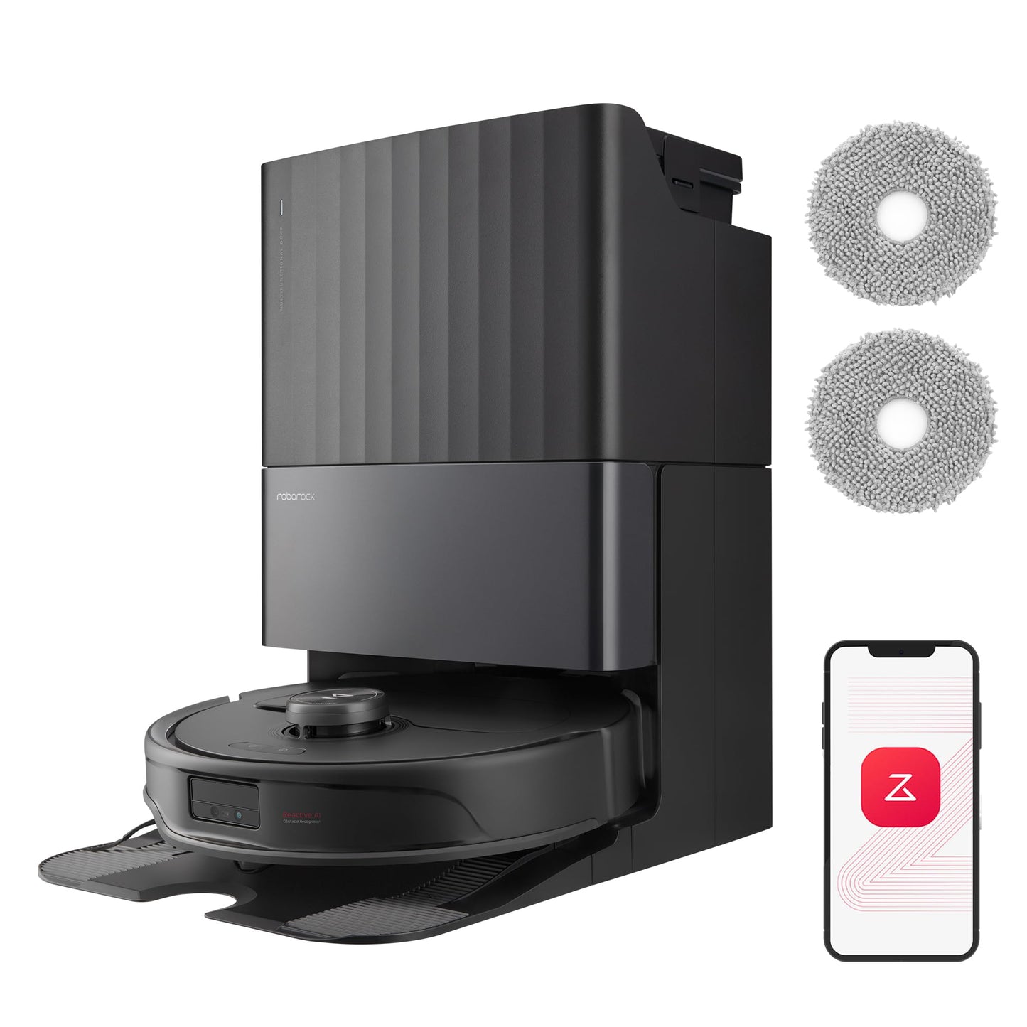 Roborock Qrevo Edge S5A Robot Vacuum and Mop, 18,500Pa, Zero-Tangling, DuoDivide Main Brush, FlexiArm Side Brush, Hot Water Mop Washing & Self-Cleaning, Warm Air Drying, Self-Emptying, Black