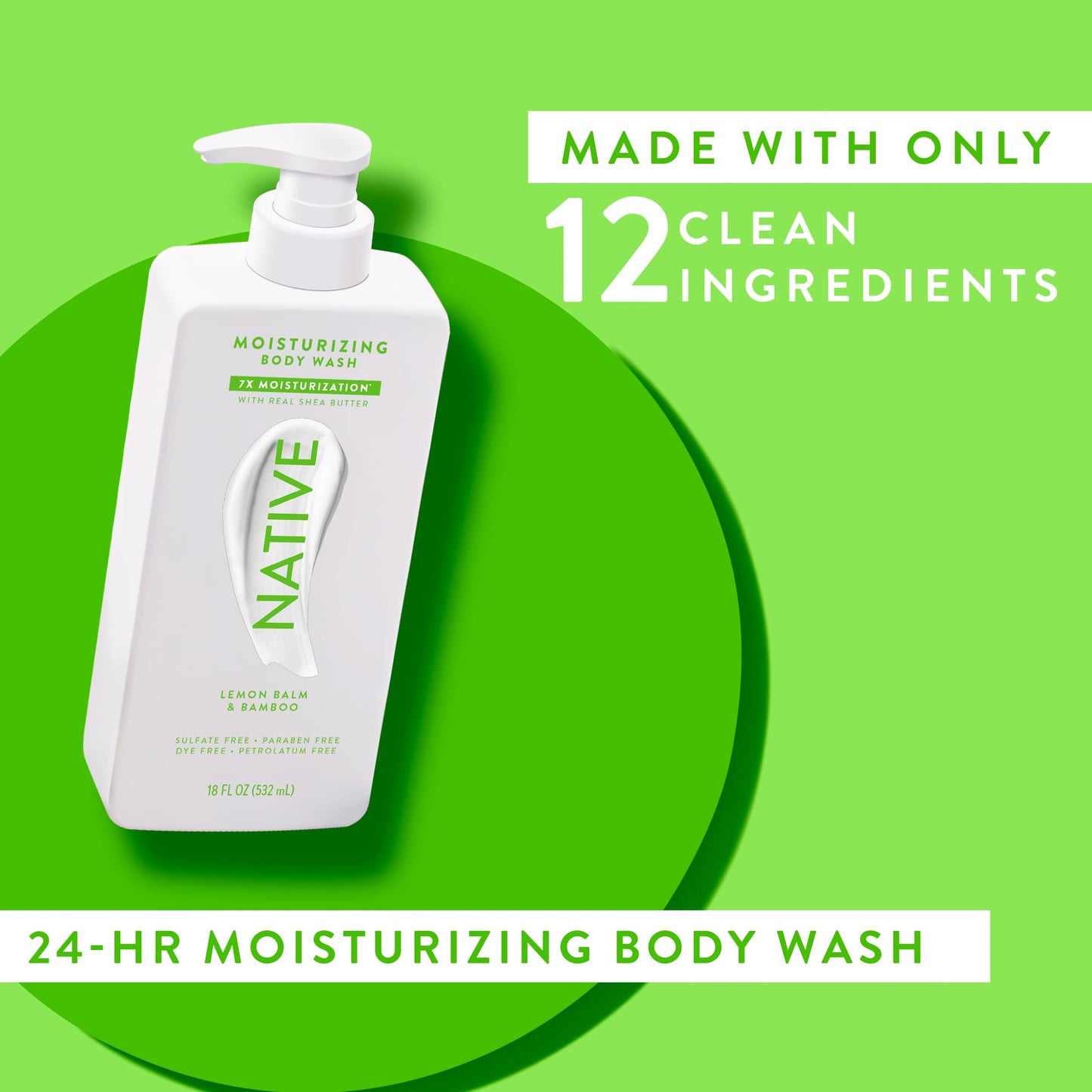 Native Moisturizing Body Wash Contains Naturally Derived Ingredients | for Women & Men, Sulfate, Paraben, & Dye Free Leaving Skin Soft & Hydrated | Cocoa Butter & Vanilla 18 oz