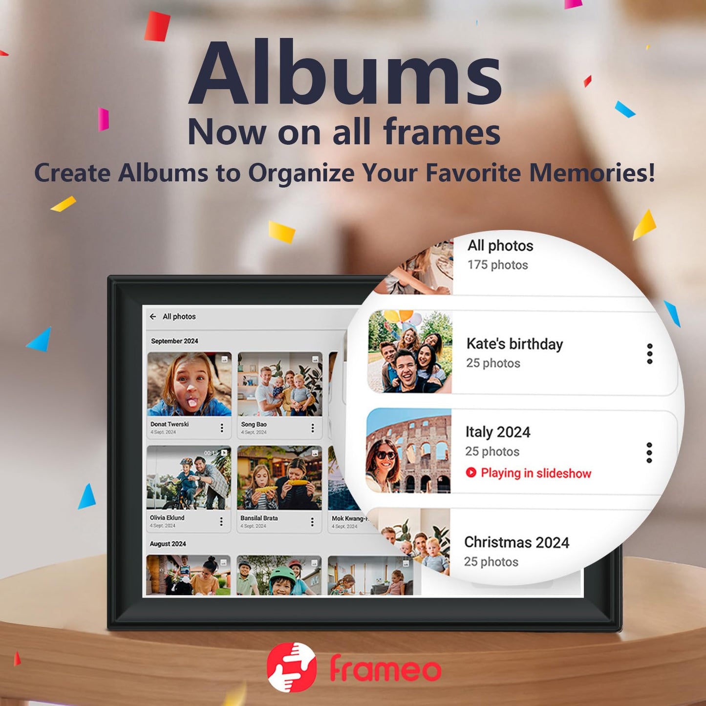 32GB FRAMEO 10.1 Inch Smart WiFi Digital Photo Frame 1280x800 IPS LCD Touch Screen, Auto-Rotate Portrait and Landscape, Built in 32GB Memory, Share Moments Instantly via Frameo App from Anywhere