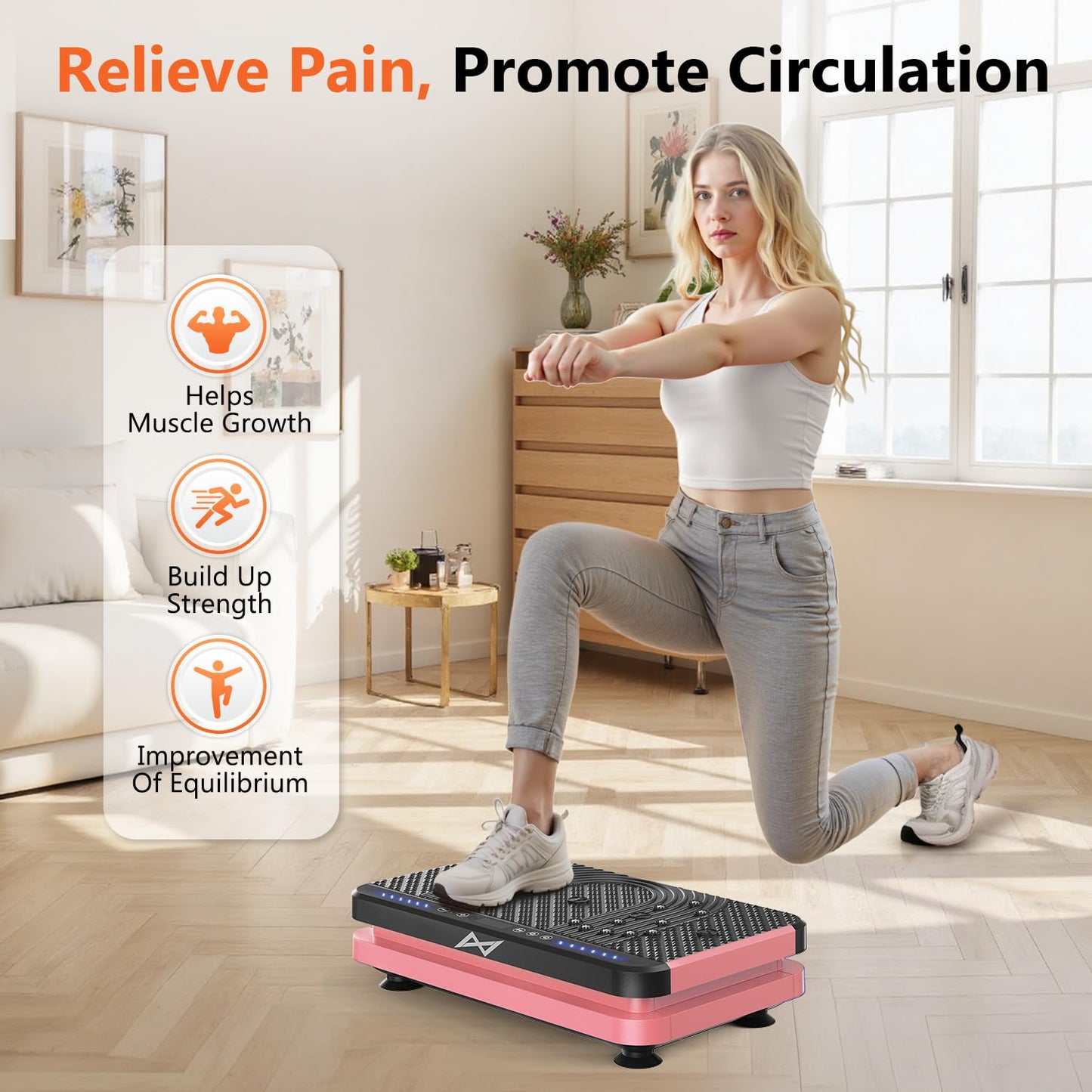 AXV Vibration Plate Fitness Platform Exercise Machine Vibrating Shaking Full Body Shaker Workout Vibrate Stand Shake Board Sport Gym for Weight Loss Fat Burner for Women Men