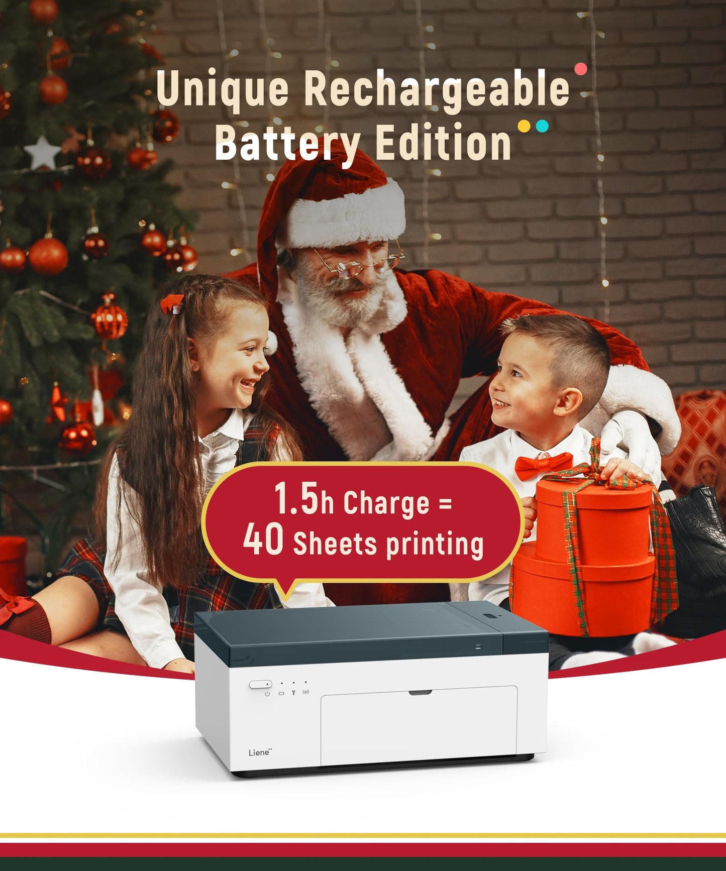 Liene M100 4x6'' Photo Printer, Phone Printer 100 Sheets & 3 Cartridges, Full-Color Photo, Portable Instant Photo Printer for iPhone Android, Thermal Dye Sublimation, Wi-Fi Picture Printer 100 Papers